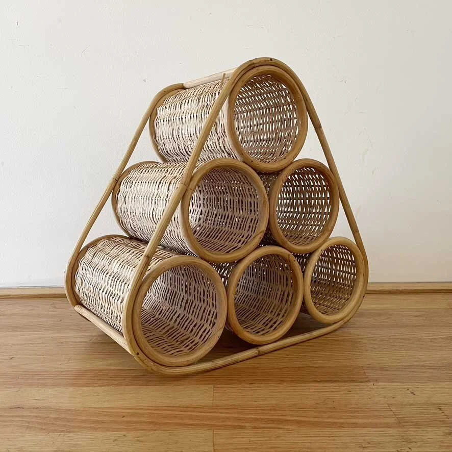 Vintage cane wine holder rack