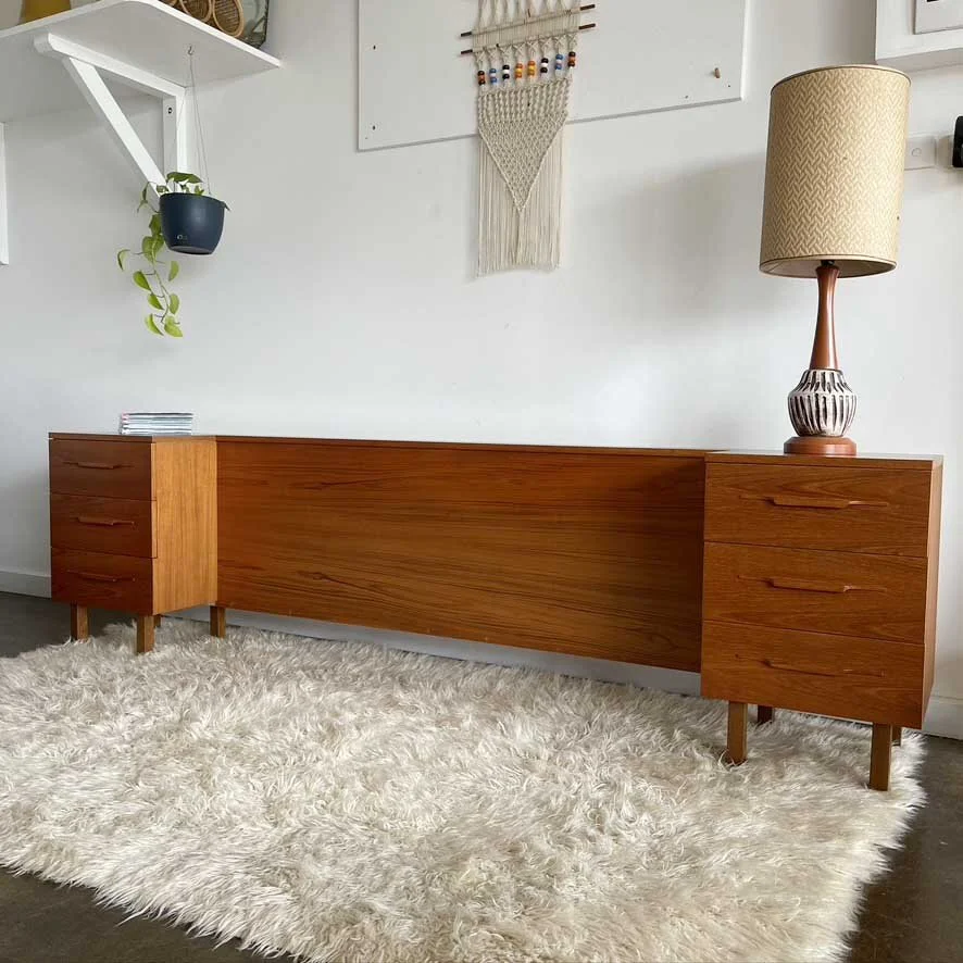 Macrob teak bedhead drawers
