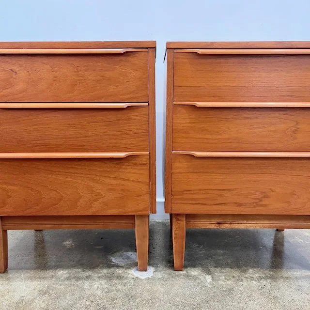 Teak pair bedside drawers