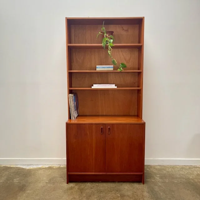 Teak bookshelf display cabinet