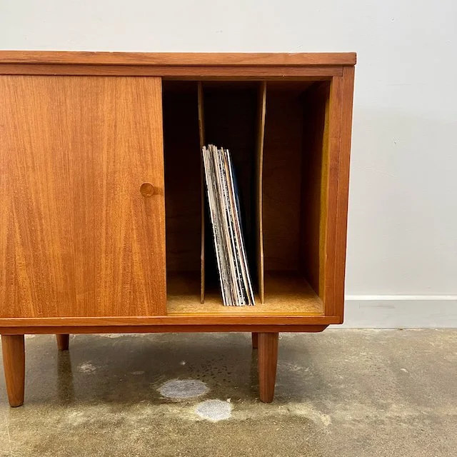 Teak record cabinet