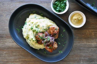 Herby Pork Rissoles with Onions