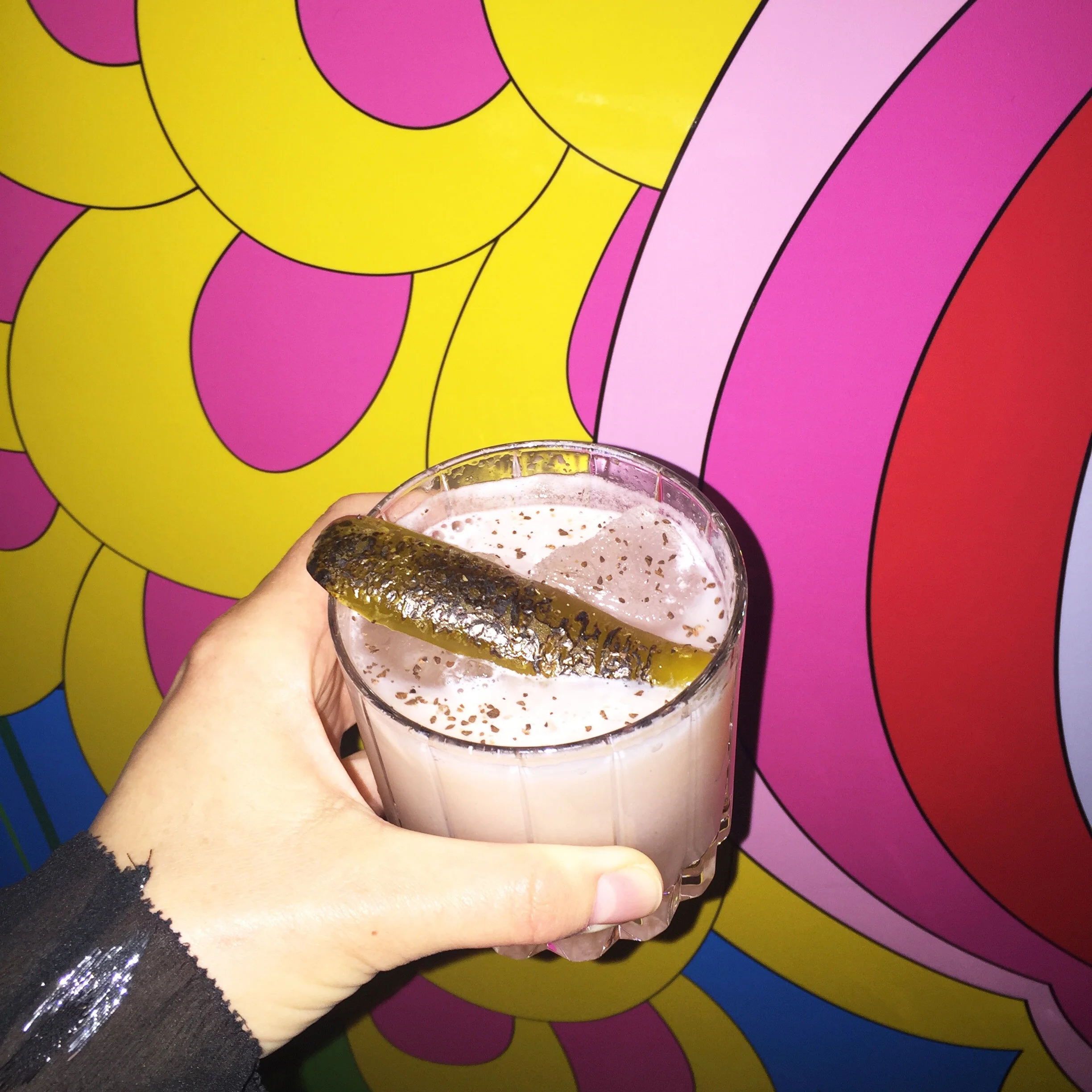 Dragon Breath: non-alcoholic cocktail from Sourtooth - my hand.