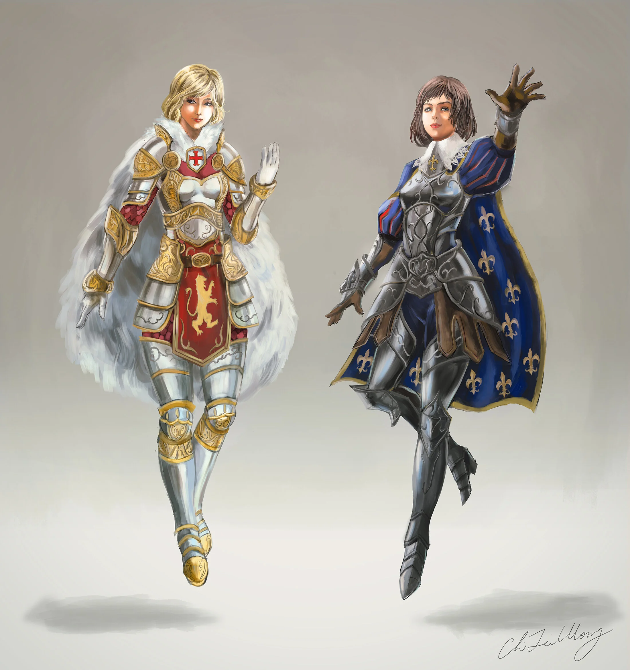 Fan skin concept for MOBA game Smite.A English-French medieval knight skin design for the character Hel