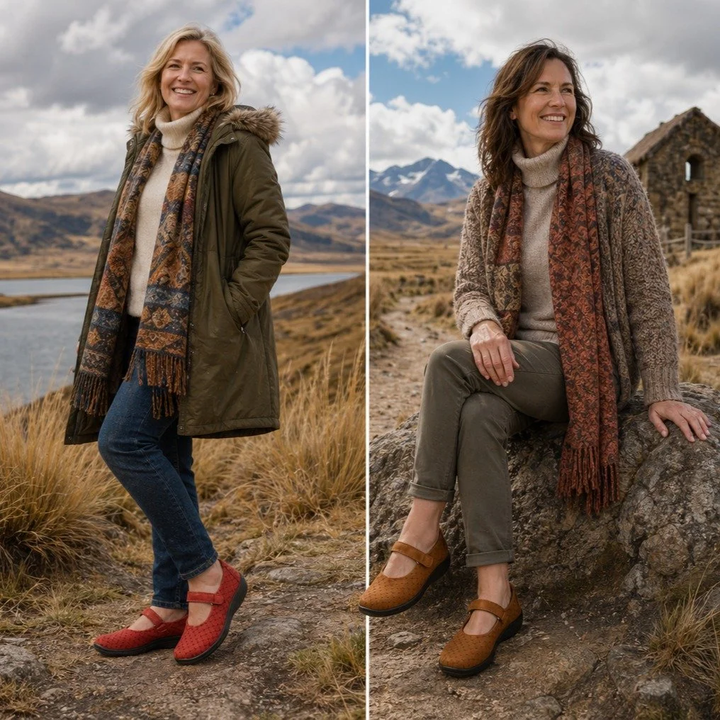 Drawn from the rich, earthy tones and vibrant contrasts of the Andean Valley, the @arcopedico.official Estrela Collao captures the spirit of El Collao, where golden grasses meet deep volcanic soils, and sunsets ignite the landscape in warm reds, brow