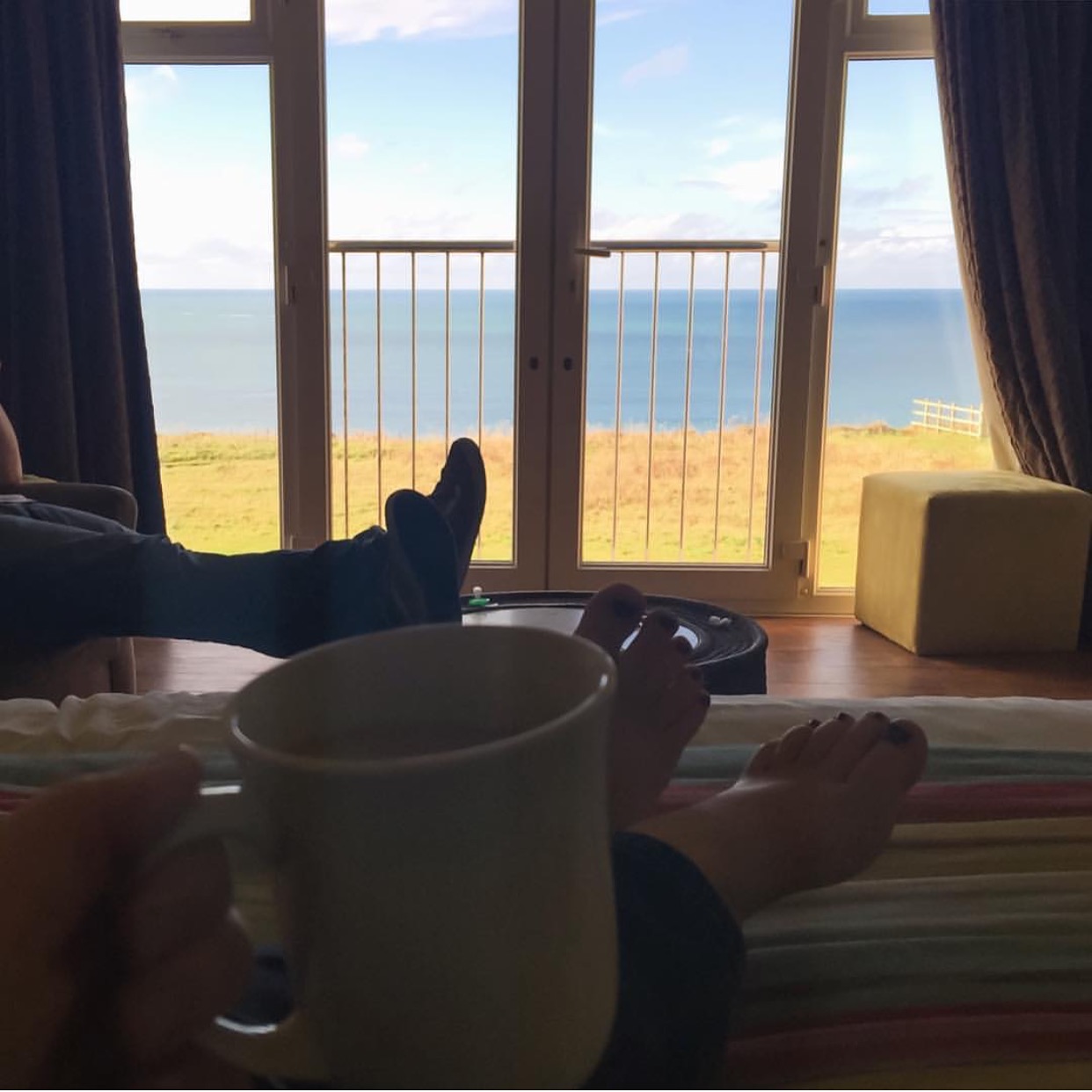 Enjoying a cuppa with 'that view' whilst the boys' were at the Pirate's Kids' Club.