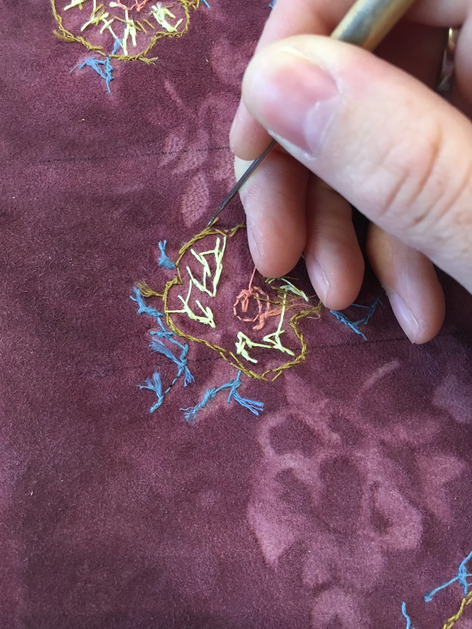 I used my awl to fray out the thread ends. 