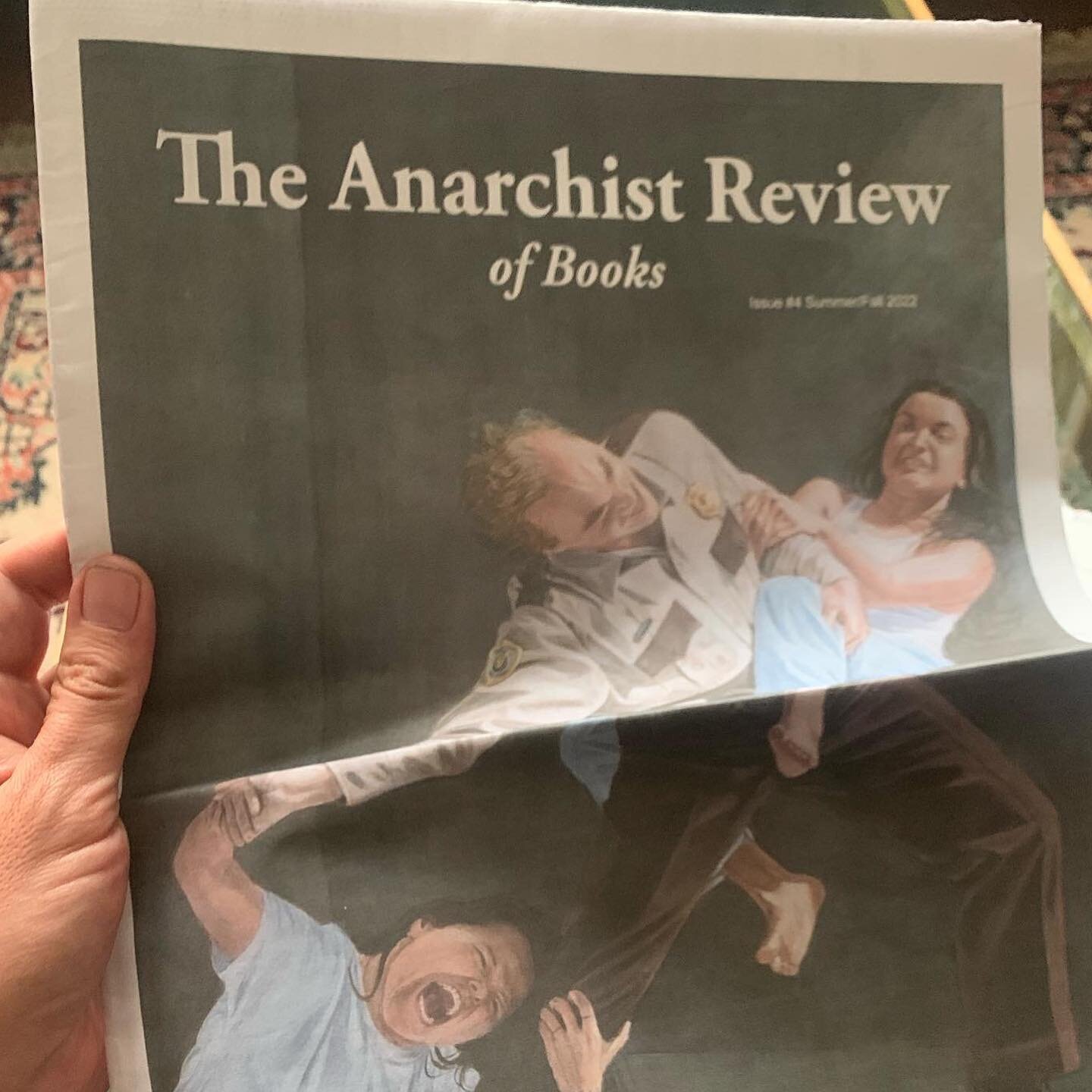 Excellent surprise in the post today, my contributor copy of @anarchistreviewofbooks featuring my work alongside the good folks @dogsectionpress 🖤🖤🖤
