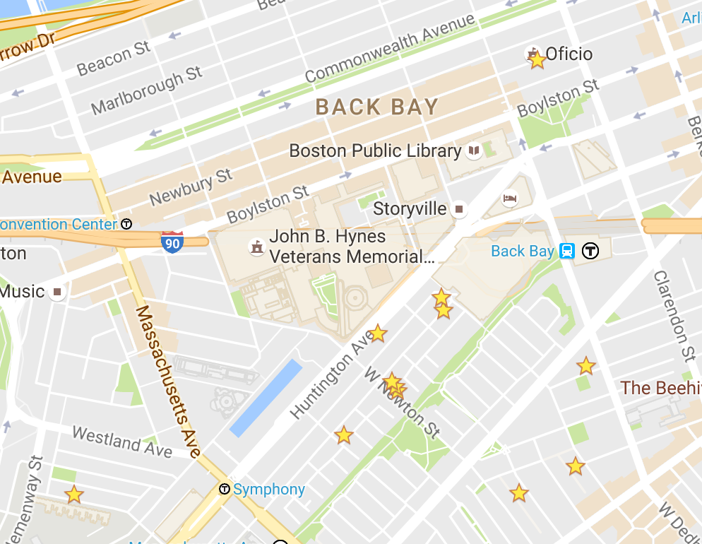 Boston residences of MIT's 1909 Indemnity Scholars. MIT was at this point located in Boston's Back Bay.