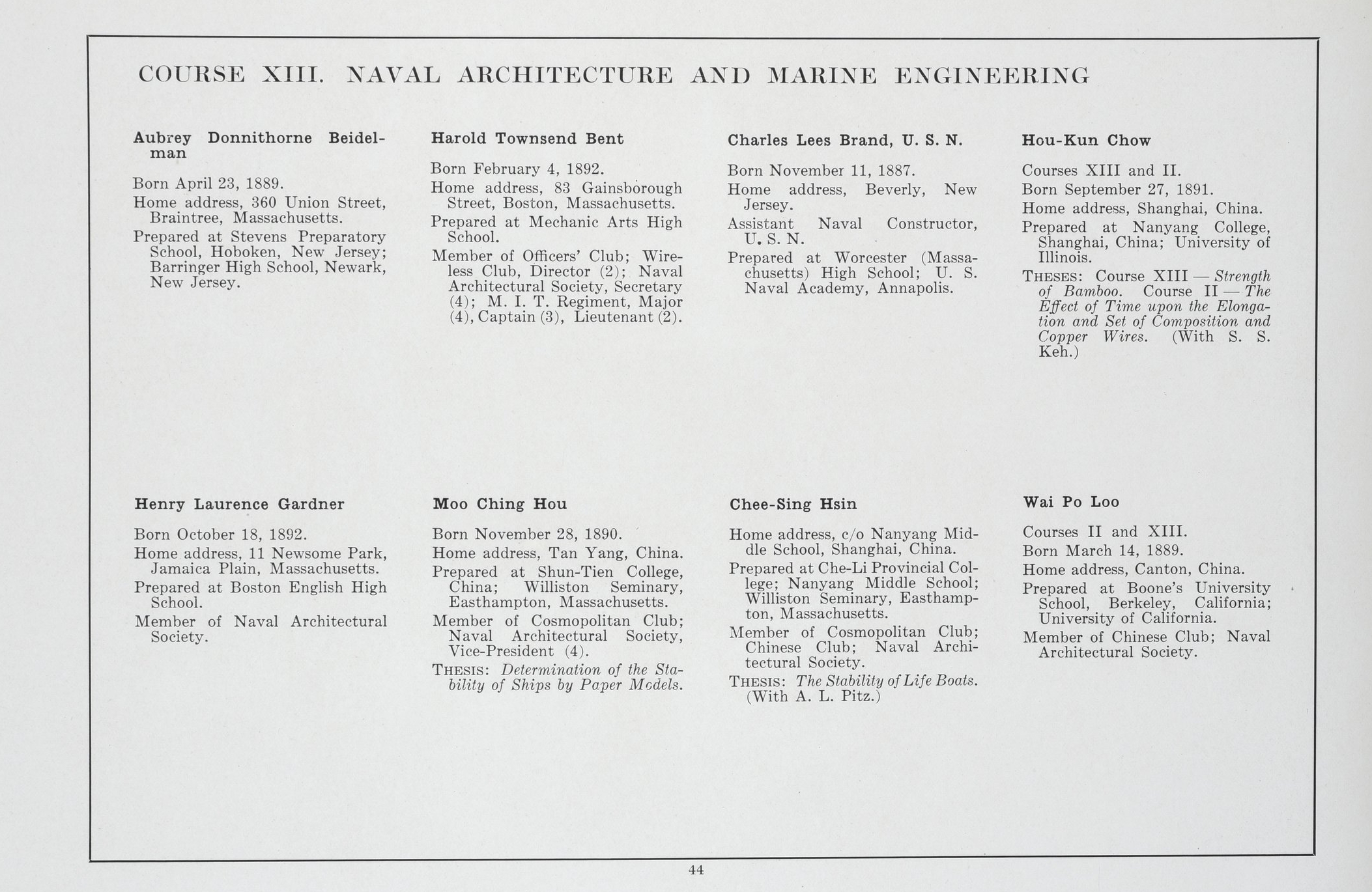 MIT Senior Portfolio 1914. 6 Chinese students received degrees in Course XIII that year. Image courtesy MIT Archives and Special Collections.