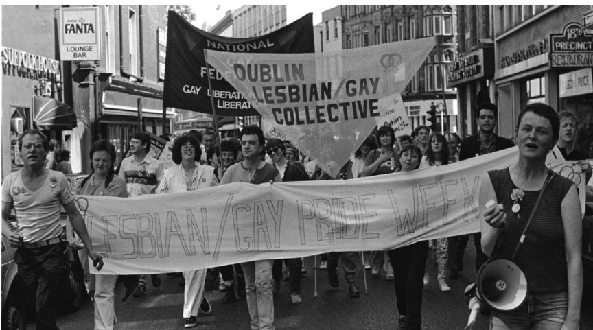 Izzy Kamikaze at the Dublin Lesbian Gay and Pride March, 1984