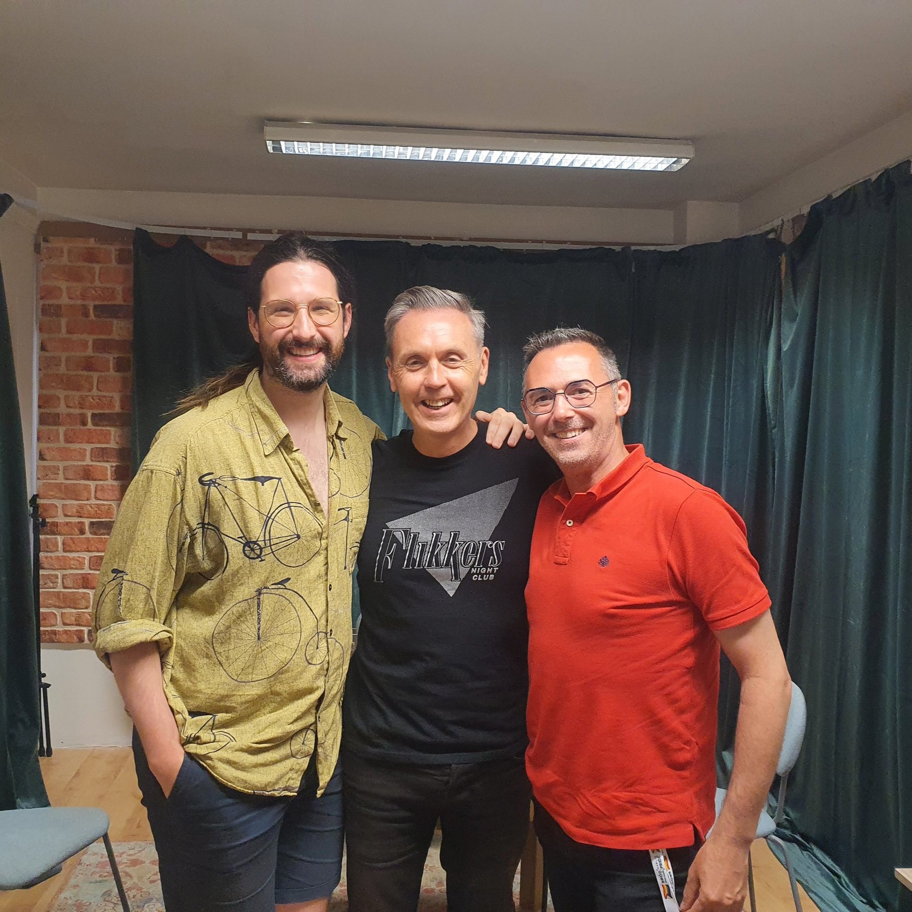 Fearghal Curtis, Francis Fay and Eddie McGuinness in discussion at Tall Tales Podcast Studios, July 2022