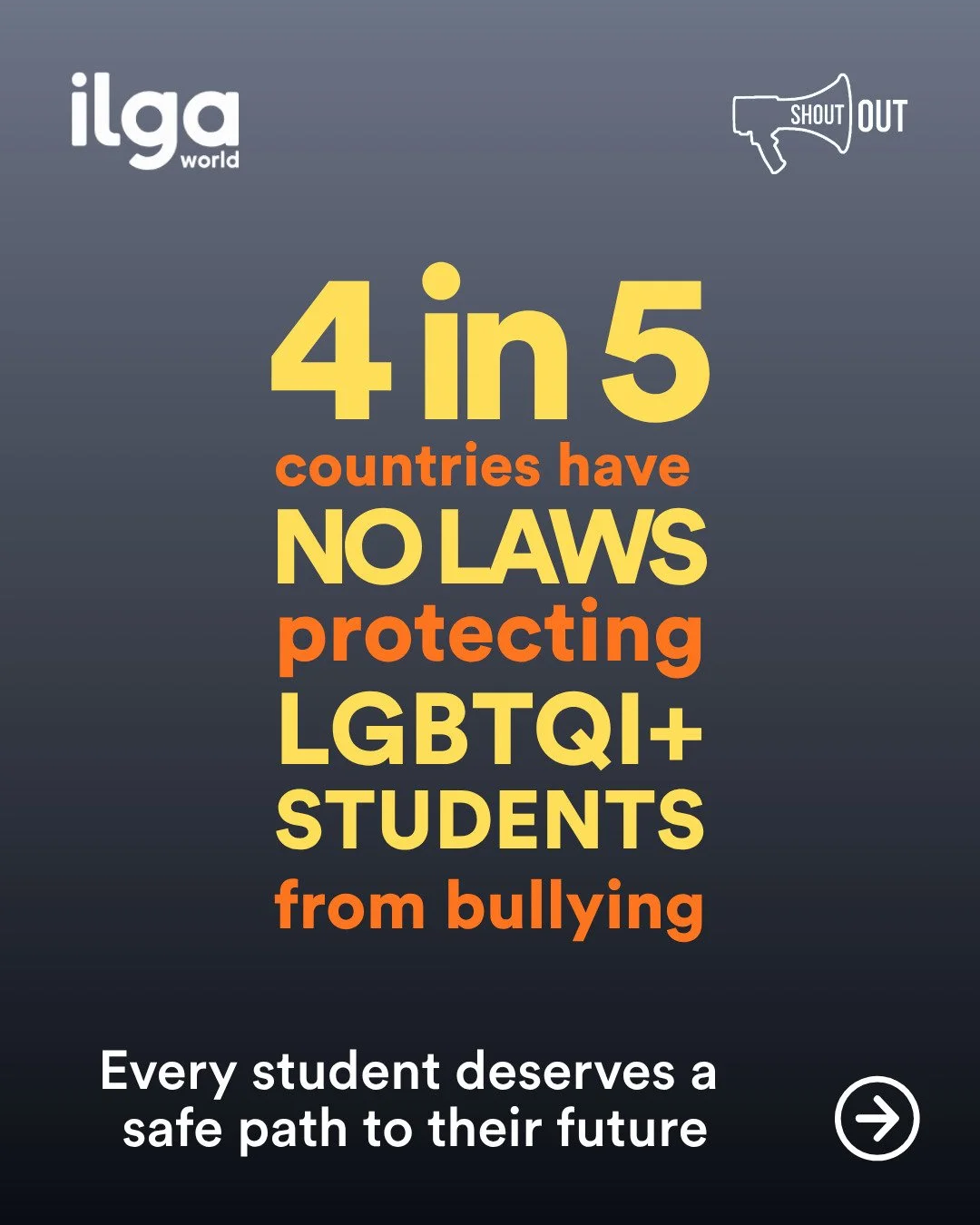 📢 New @ilgaworld data reveals that 4 in 5 countries have no laws protecting LGBTQI+ students from bullying.

Every young person deserves a safe path to their future, but too many still face school environments where discrimination goes unchecked. Le