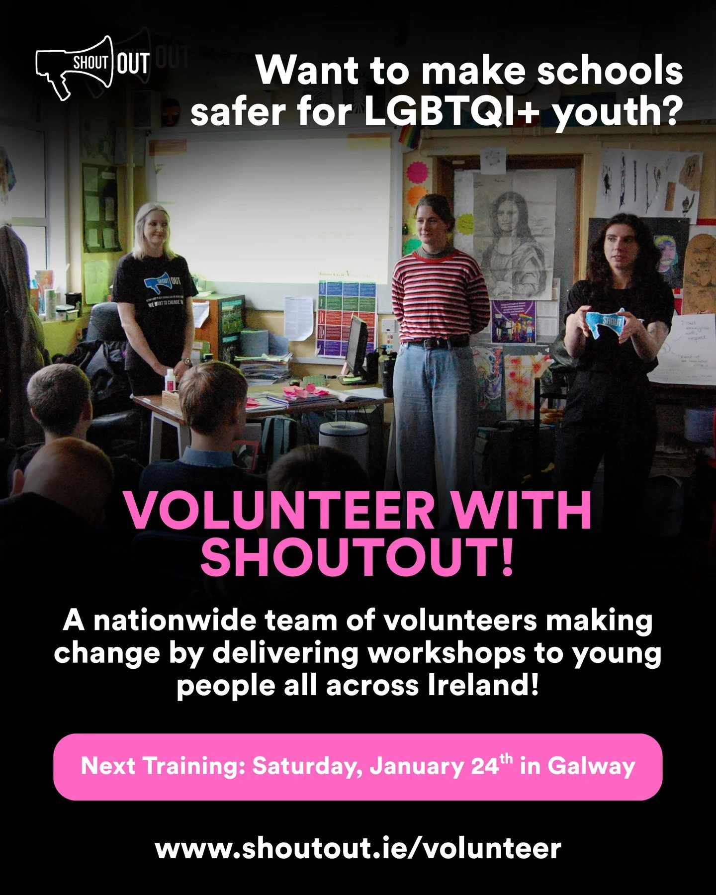 Want to make schools safer for LGBTQI+ youth? 🌈📚

✔️ Over 18?
✔️ LGBTQI+ or an ally?
✔️ Want to boost your public speaking skills?
✔️ Passionate about inclusive education?
✔️ Free during school hours (even just twice a year)?

Then volunteering wit