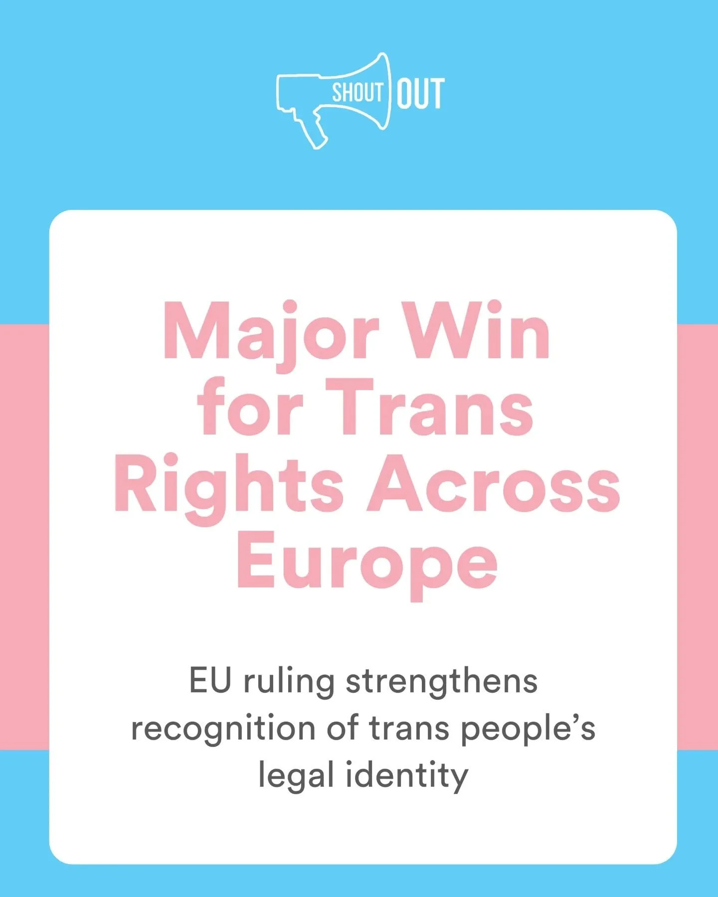 A major win for trans rights across Europe! 🏳️&zwj;⚧️

This week the EU&rsquo;s highest court ruled that countries must recognise trans people&rsquo;s gender in official documents when it affects their rights under EU law.

This matters because when