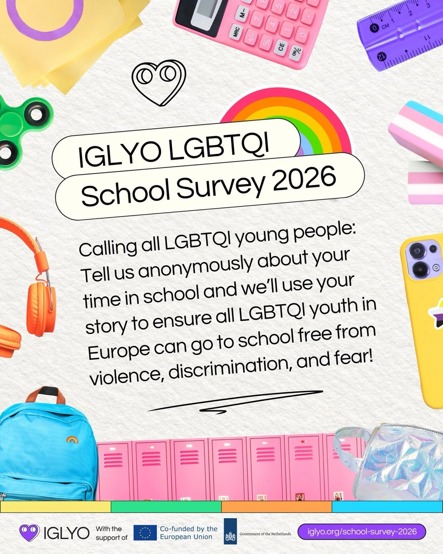 Calling all LGBTQI young people in Europe 🔊🌈

Tell @IGLYO anonymously about your time in school through their #IGLYOSchoolSurvey2026 and they&rsquo;ll use your story to ensure all LGBTQI learners in Europe can go to school free from violence, discr