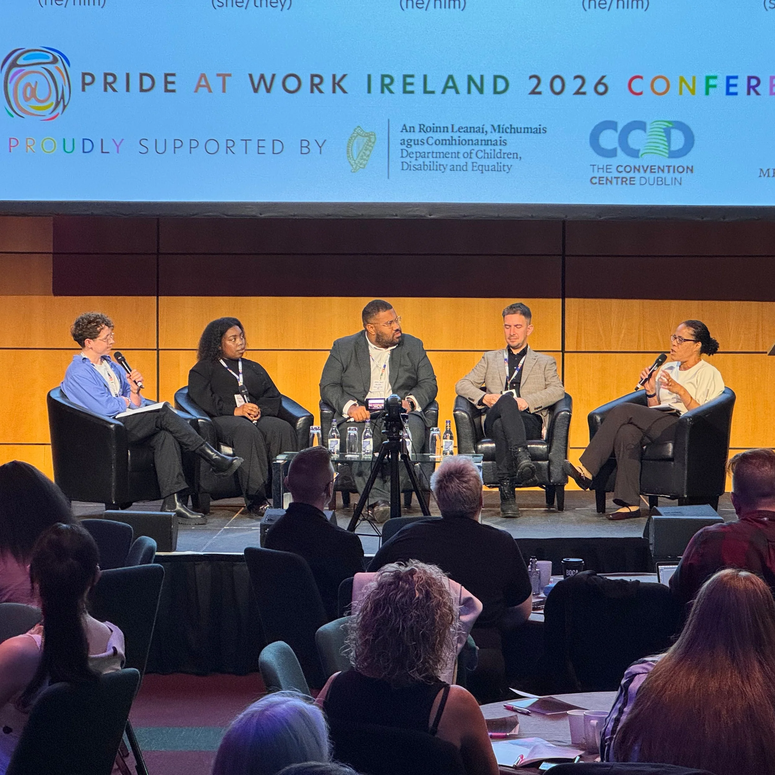 🌈 We were so happy to be at the #PrideAtWork Conference in Dublin today! 

Ruadh&aacute;n &Oacute; Cr&iacute;od&aacute;in, CEO at ShoutOut, moderated a great panel featuring Zainab Apako ( @dublinpride), Leon Diop ( @black_andirish), Jamie Kenny ( @
