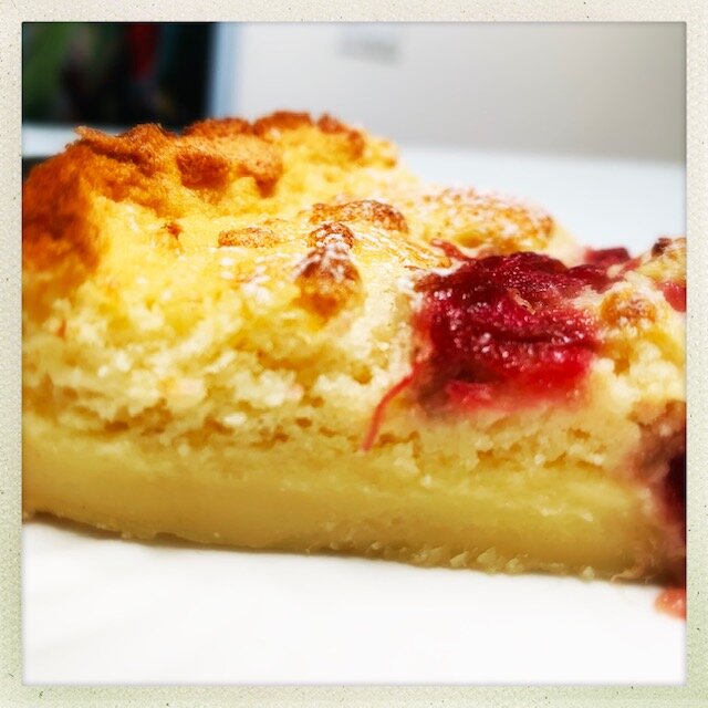 Rhubarb Lemon Magic Custard Cake White Wop