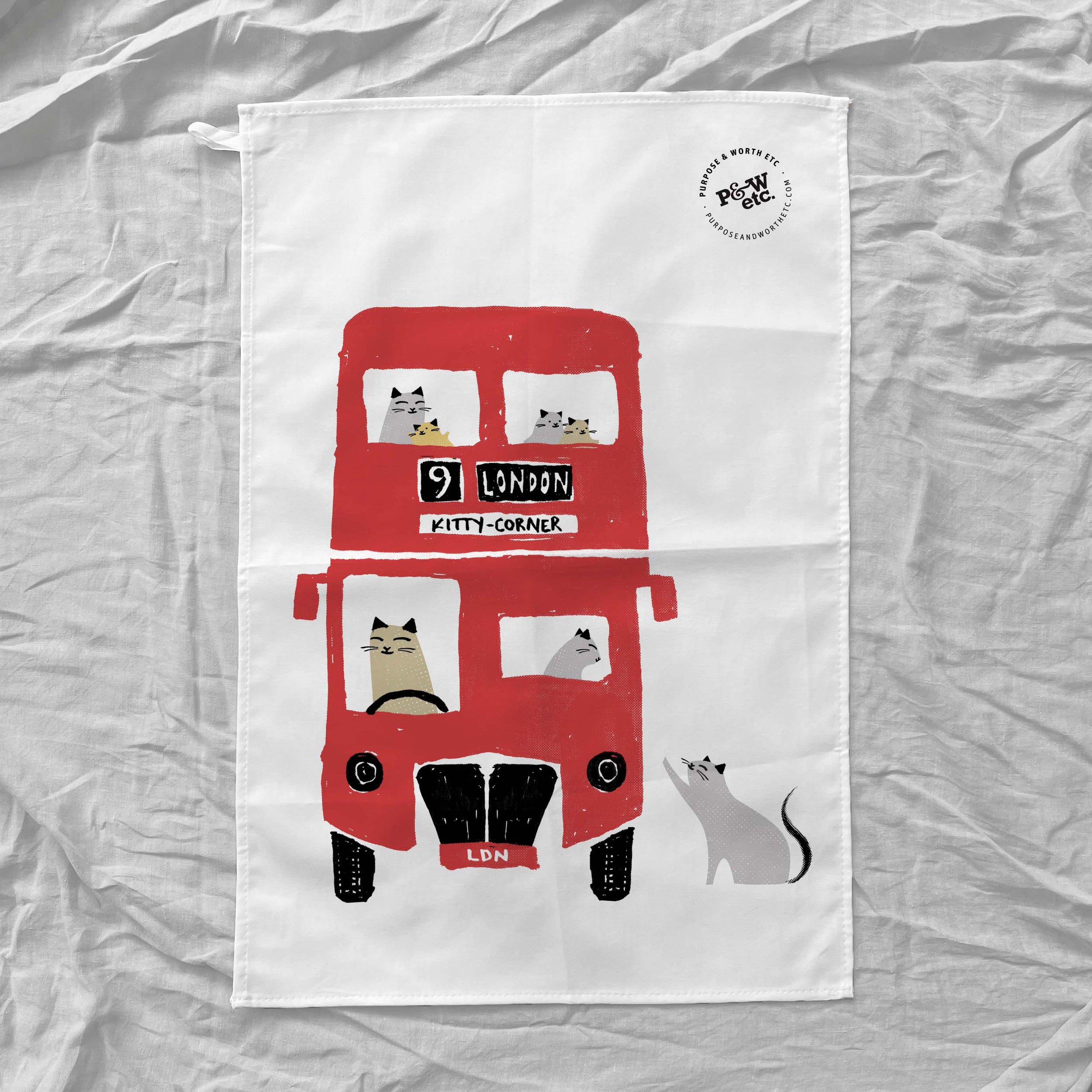 All aboard! London Bus tea towel