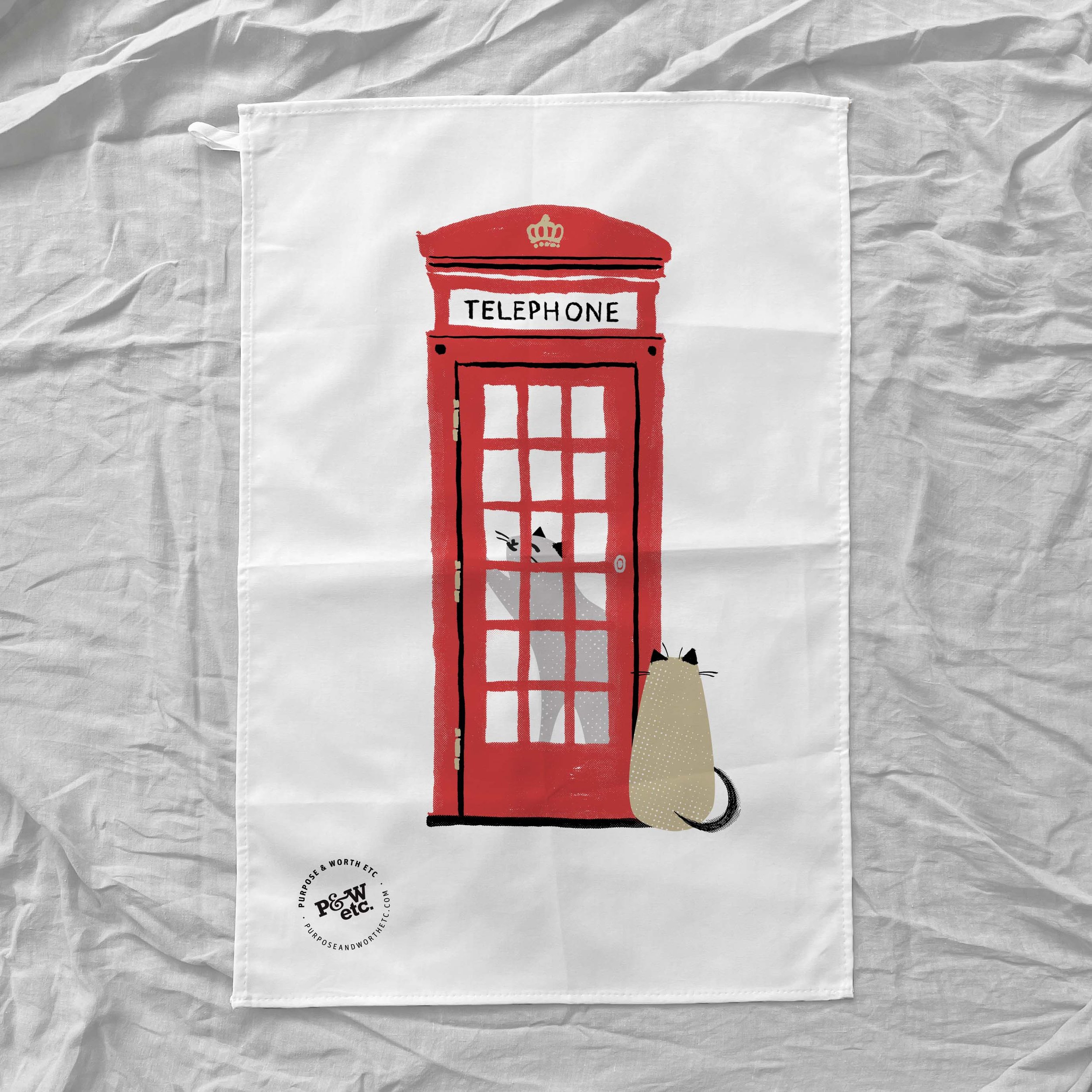 Cat-calling! London phonebox tea towel