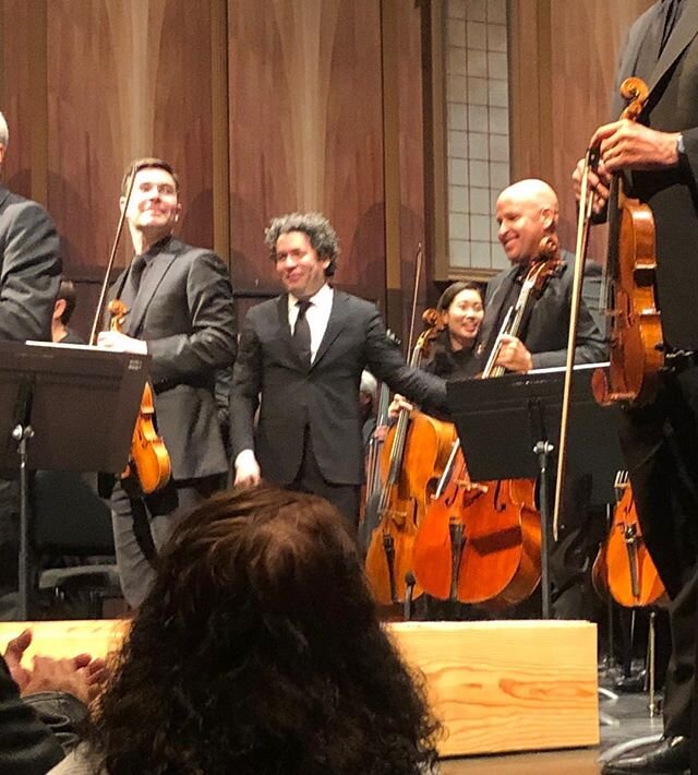 Been waiting many years to see this amazing conductor.  Dudamel from Venezuela.  2nd row - I was fixated on his every nuance...breath... gesticulation of his fingers and baton.  Coming from this world long ago, I appreciate the musician/director rela