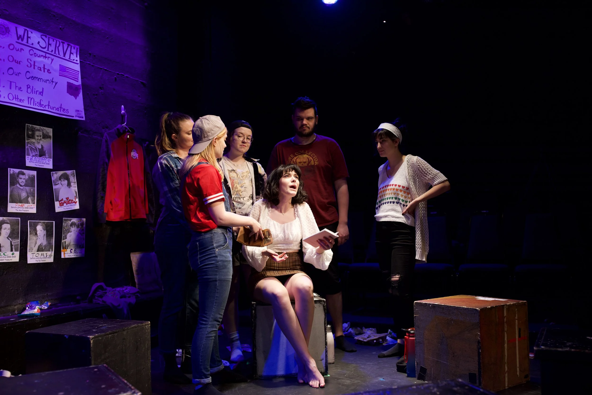 Abby Messina, Anne-Marie Pietersma, Henri Sudy, Madeleine Norton, Daniel Kunkel, & Zoe Nebraska Feldman in the 2022 Workshop Production (Photo by Marth Brown)