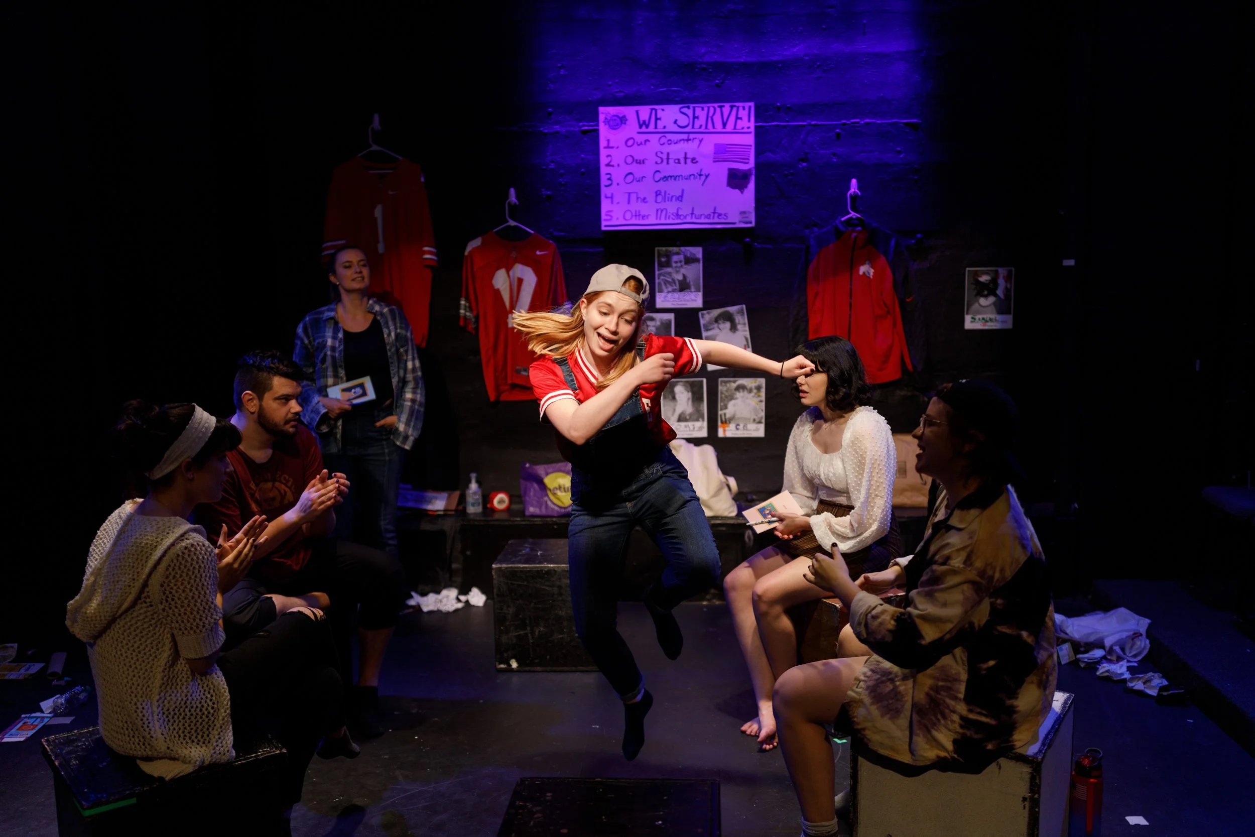 Abby Messina, Anne-Marie Pietersma, Henri Sudy, Madeleine Norton, Daniel Kunkel, & Zoe Nebraska Feldman in the 2022 Workshop Production (Photo by Marth Brown)