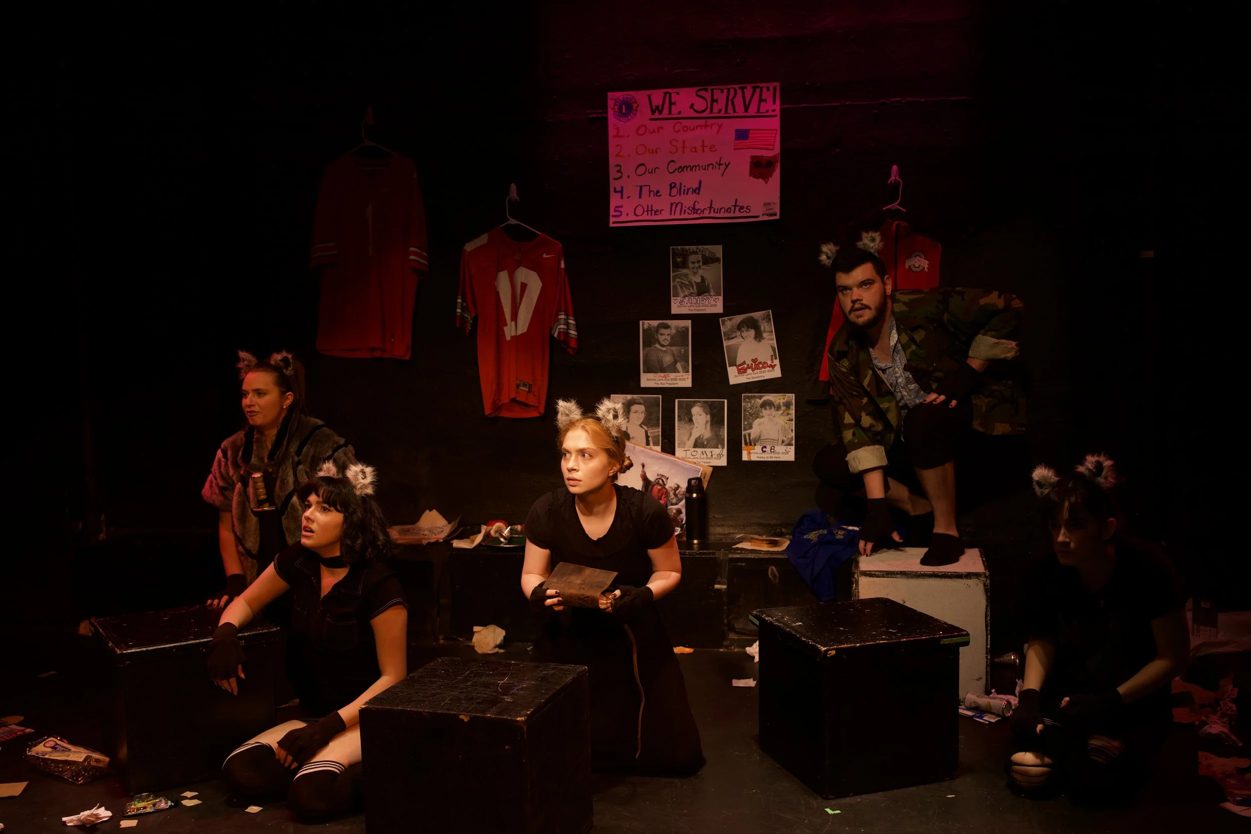 Abby Messina, Anne-Marie Pietersma, Madeleine Norton, Daniel Kunkel, & Zoe Nebraska Feldman in the 2022 Workshop Production (Photo by Marth Brown)