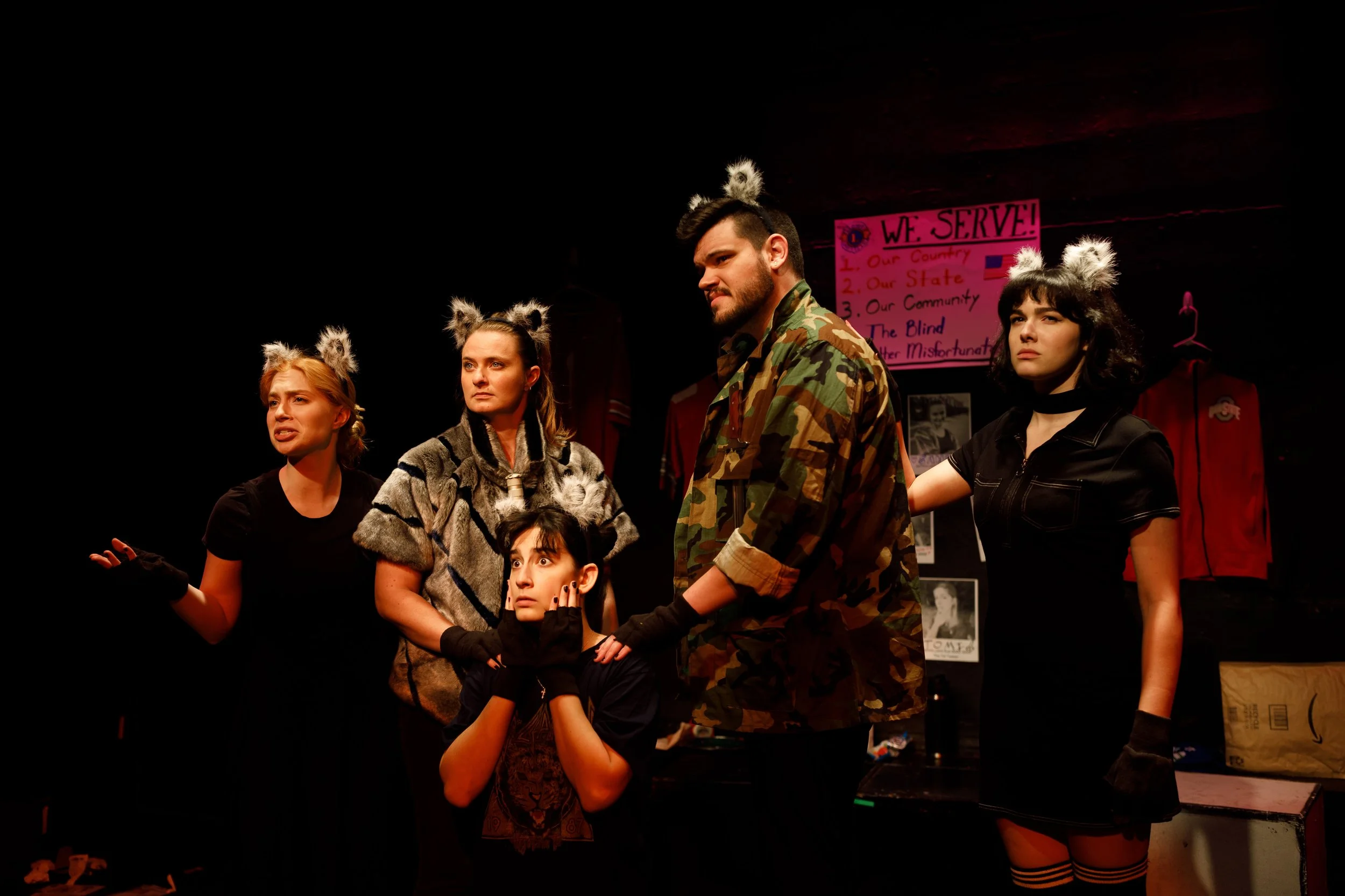 Abby Messina, Anne-Marie Pietersma, Madeleine Norton, Daniel Kunkel, & Zoe Nebraska Feldman in the 2022 Workshop Production (Photo by Marth Brown)