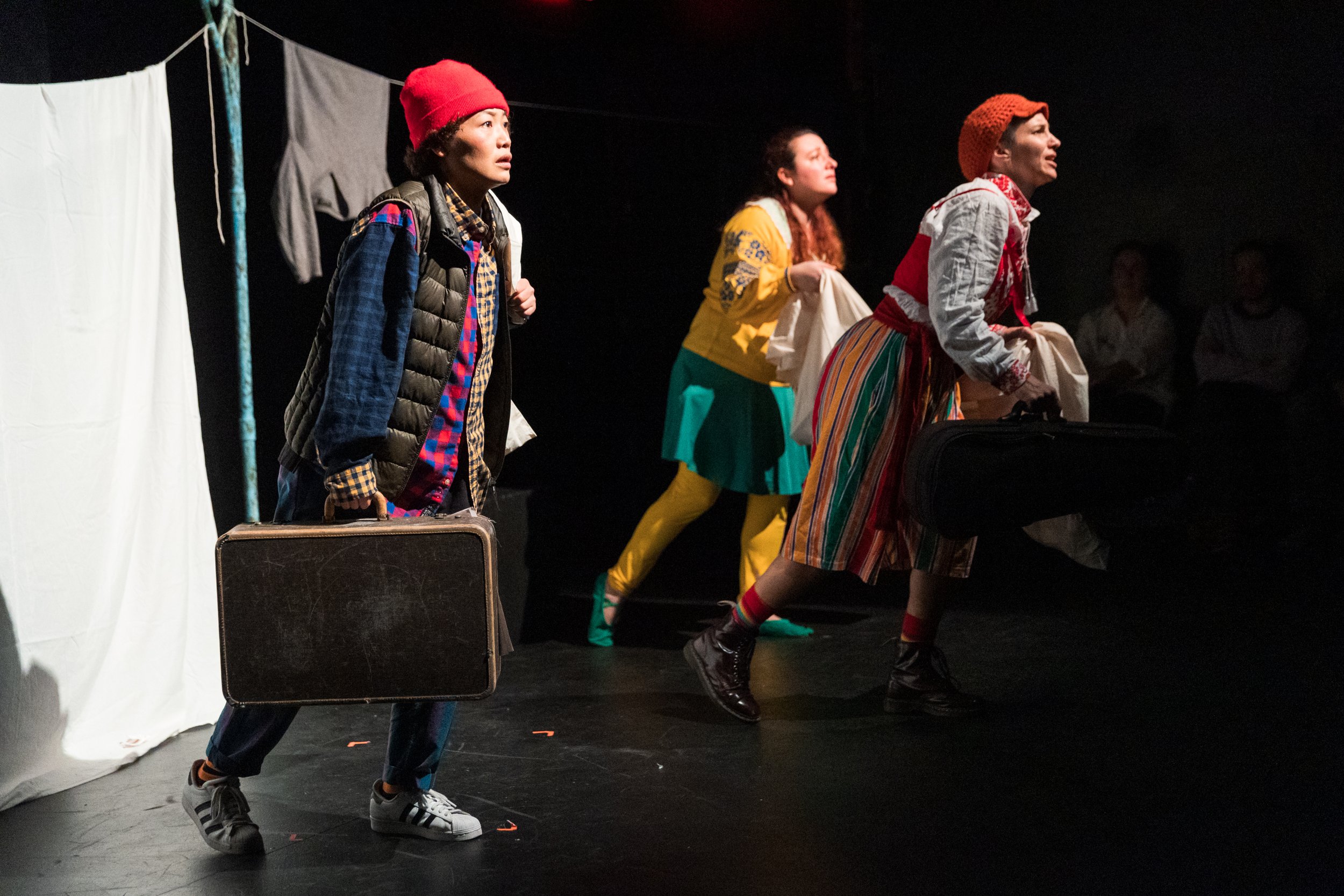   Danielle Levsky, Ania Upstill, &amp; Mariko Iwasa in 2024 PhysFest Production (Photo by Bjorn&nbsp;Bolinder)  