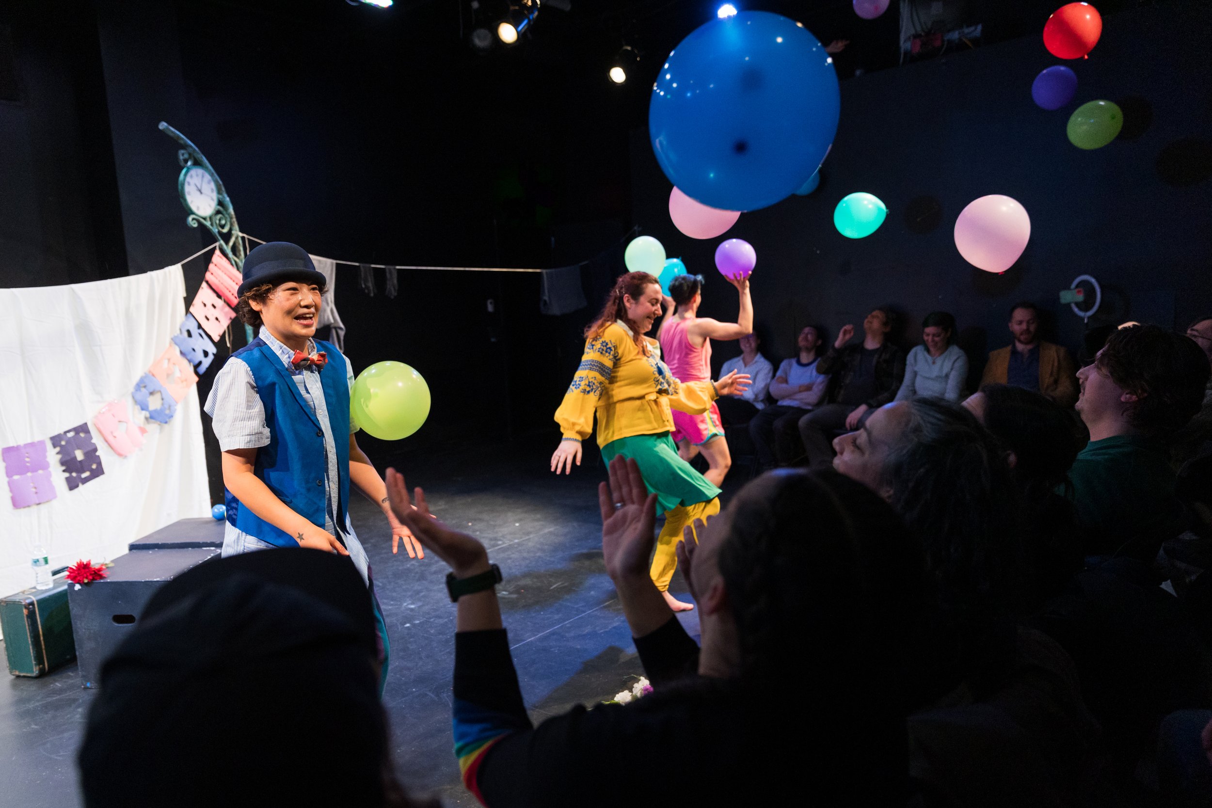   Danielle Levsky, Ania Upstill, &amp; Mariko Iwasa in 2024 PhysFest Production (Photo by Bjorn&nbsp;Bolinder)  