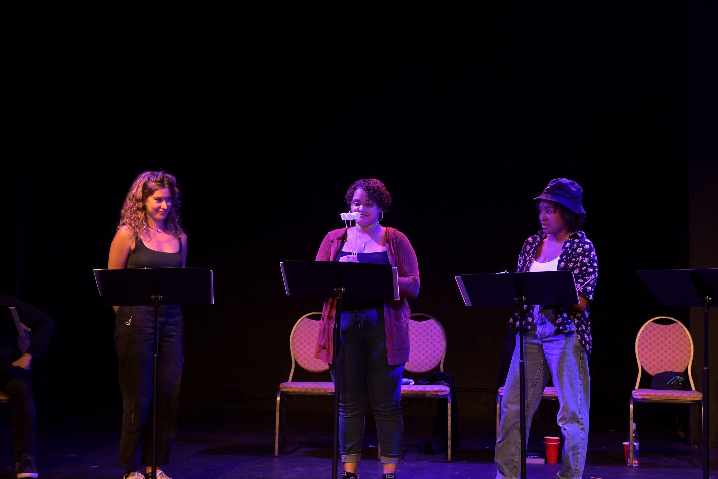   Alizae Powell, Danielle Truss, &amp; Talia Frank-Stempel in the 2021 Staged Reading (Photo by Alex Settineri)  