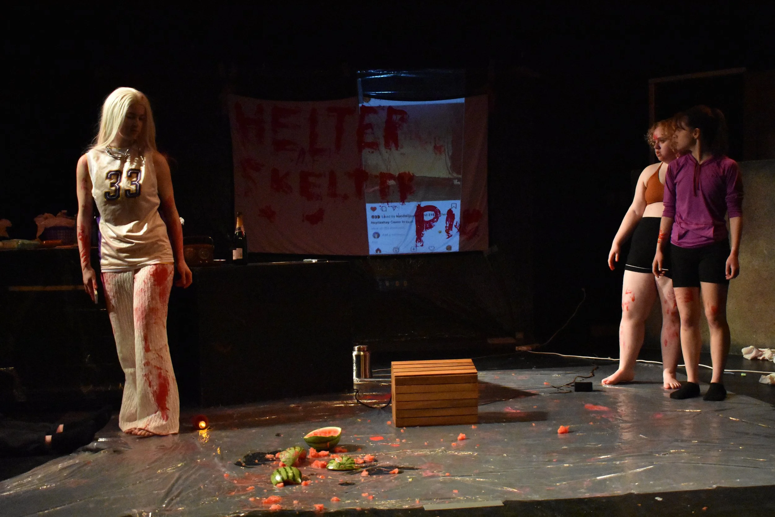   Devon Fruscione, Atlas Kessinger, and Emma Massey in the 2023 Student Production at Wright State University (Photo by Ashley Ortel &amp; John Cuozzo)  