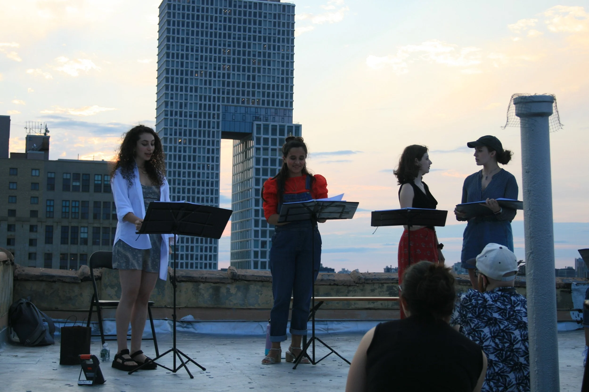   Anna Zabel, Nina Roy, Julia Crowley, &amp; Madeline Easley in the July 2021 Reading (Photo by Emily Bubeck)  