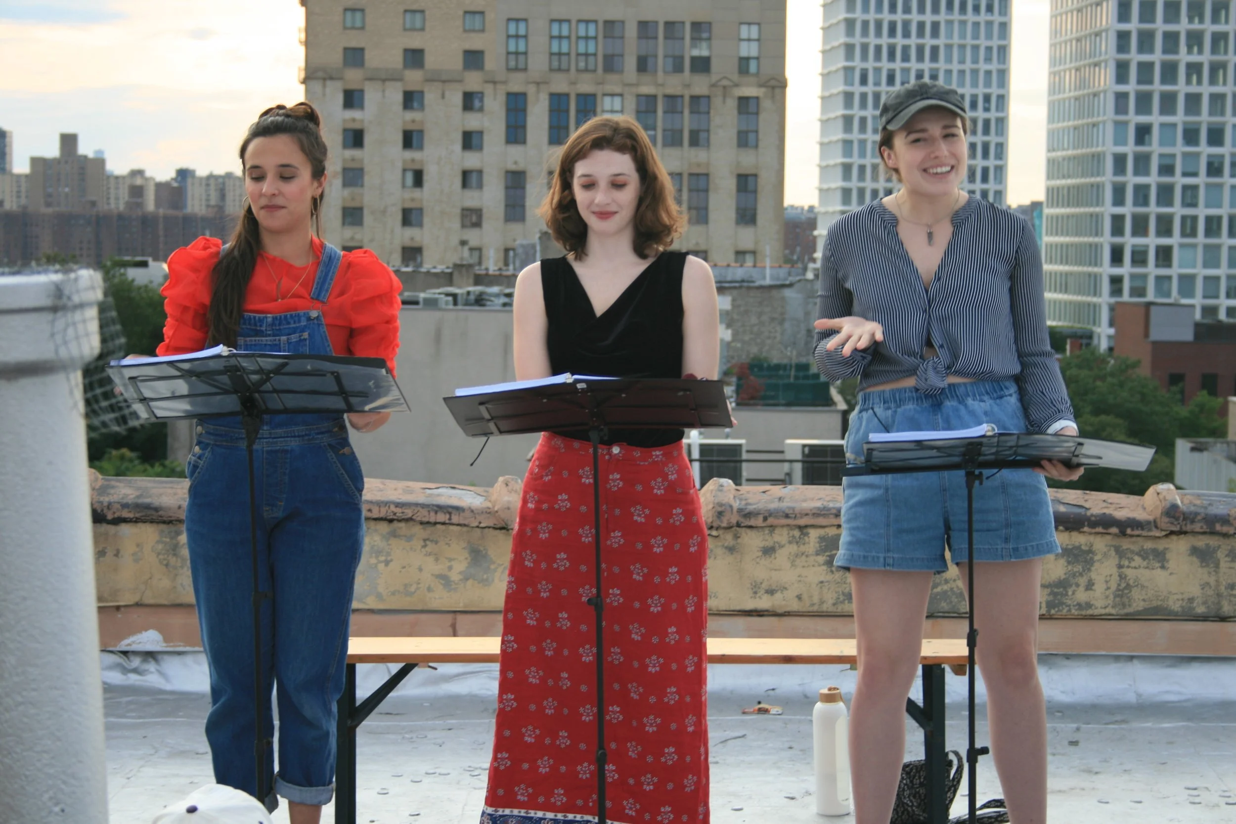   Nina Roy, Julia Crowley, &amp; Madeline Easley in the July 2021 Reading (Photo by Emily Bubeck)  