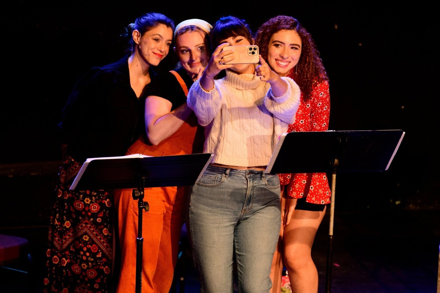   Brittany Martz, Rita Castagna, Ceara Ledwith &amp; Kayla Zanakis in the 2022 Workshop Reading at Fort Salem Theater (Photo by Michael Hatzel)  