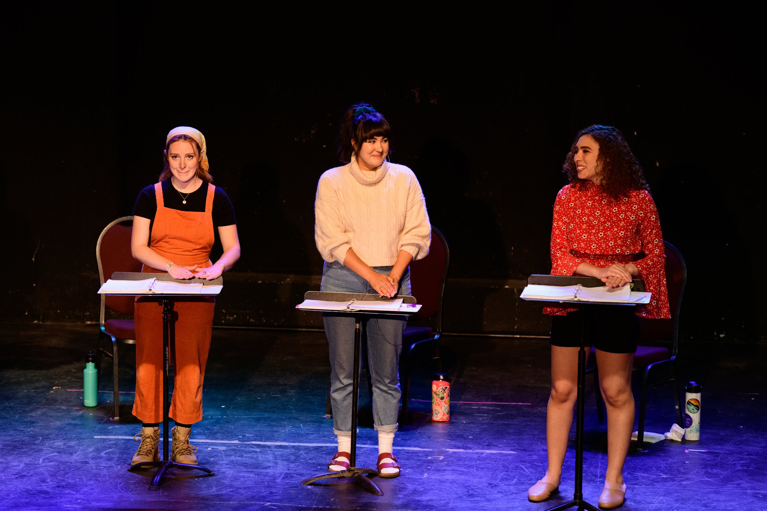   Rita Castagna, Ceara Ledwith &amp; Kayla Zanakis in the 2022 Workshop Reading at Fort Salem Theater (Photo by Michael Hatzel)  