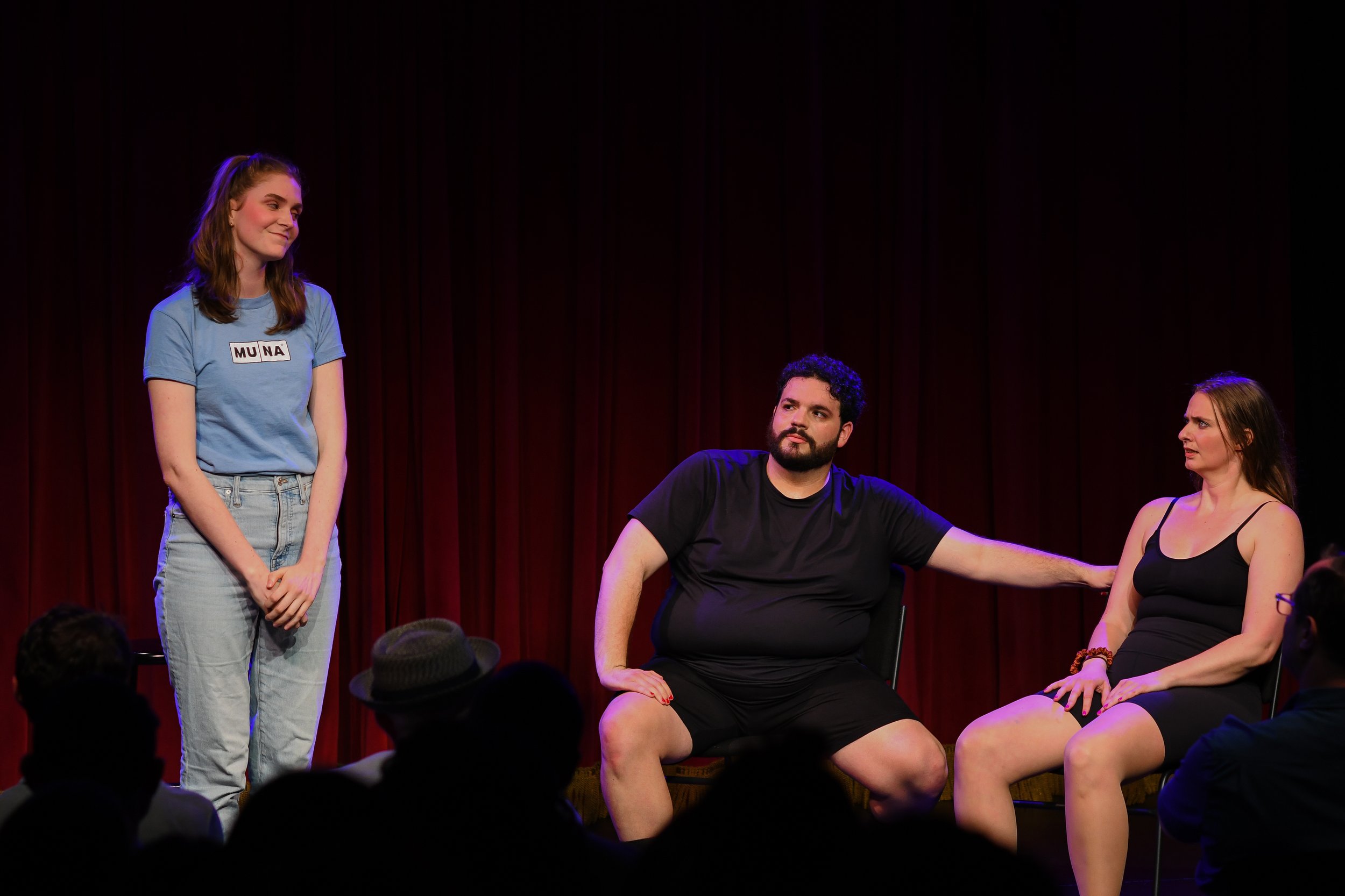   Grace Guichard, Anne-Marie Pietersma, &amp; SMJ in the June 2024 Premiere at Ars Nova (Photo by Allison Stone)  