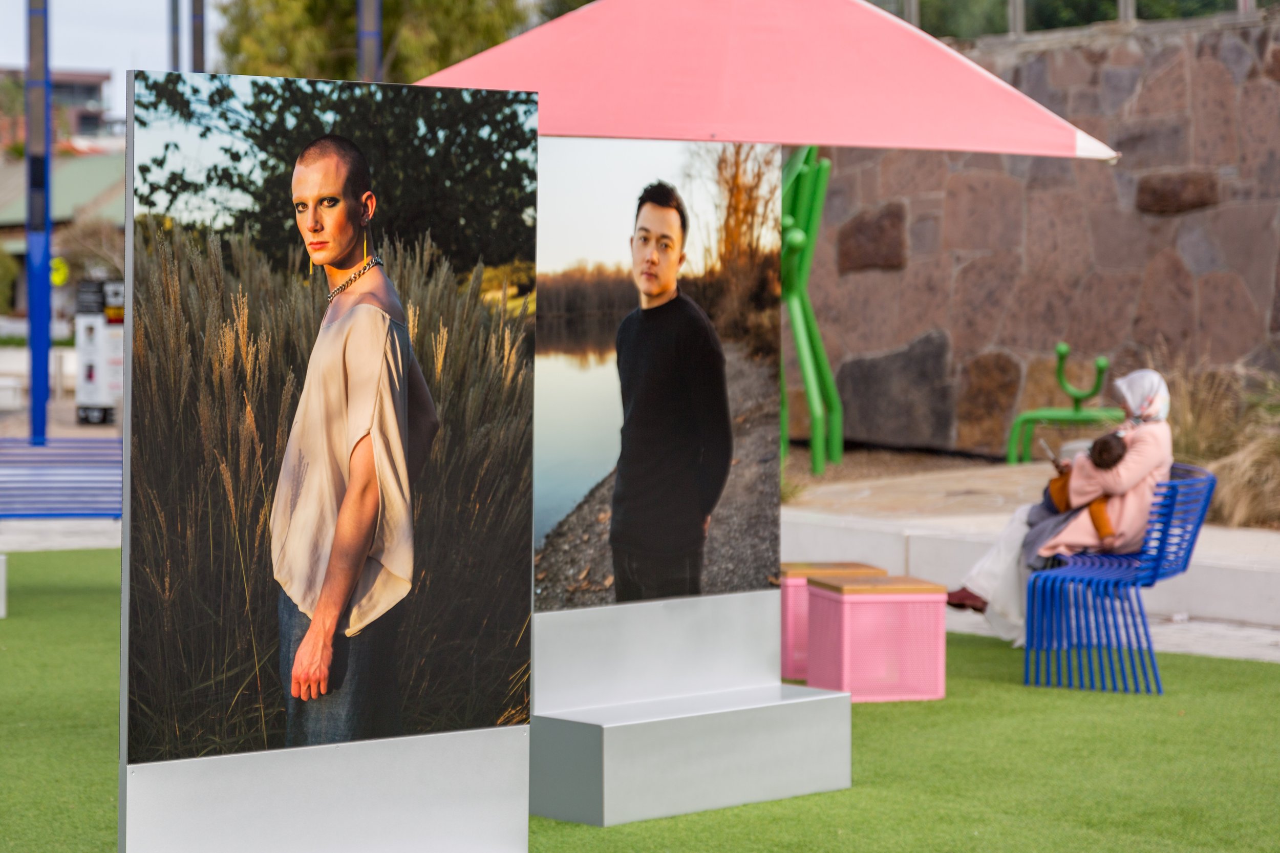   Look at me like you love me , outdoor installation as part of  Photo 2022: Being Human , Prahran Square, Australia, 2022 