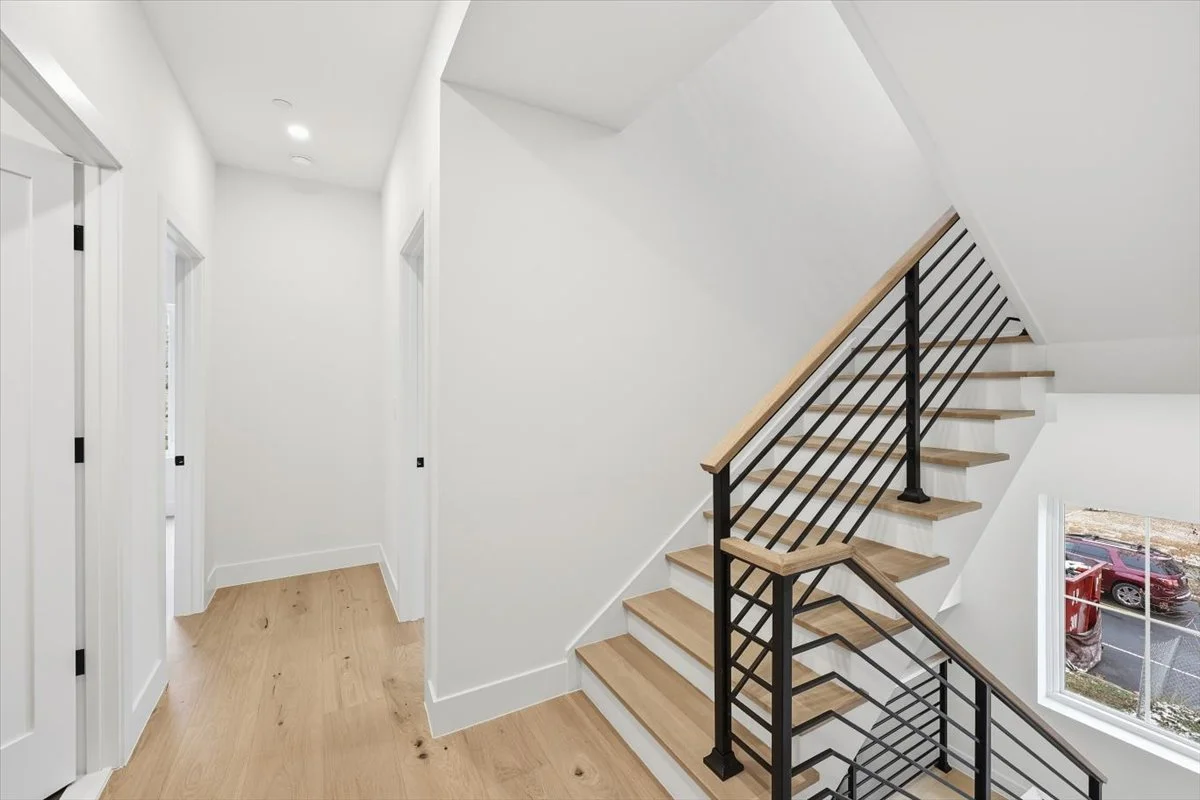 2nd Floor Stair - White Oak and Metal Railings
