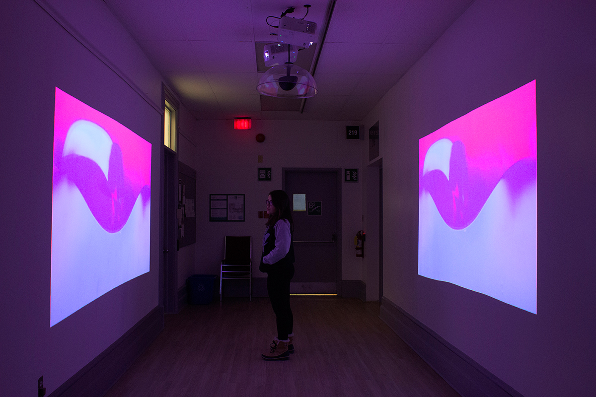 Christine Miller, Abstract Space II , 2016, 2 approximately 5’X7’ projections Video Installation