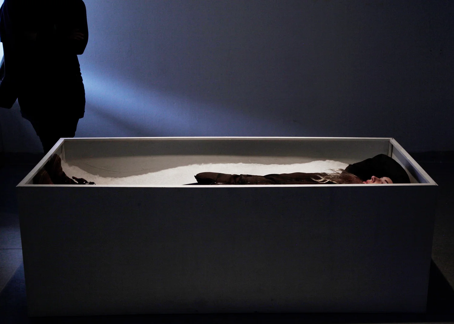 Katarina Tkaczyszyn, Stages No. 2 (snow, wood). 84”x36”x46”. Performance. 2015.