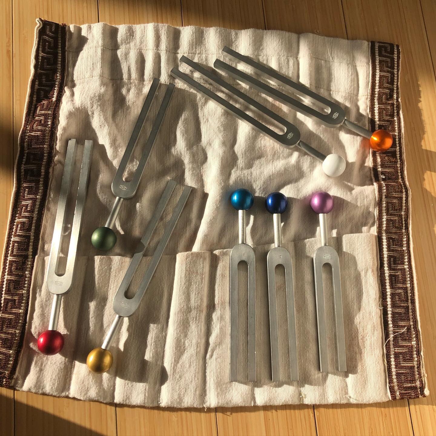 So enchanted by these beautiful chakra tuning forks. They accompanied me to my energy flow chakra balance class this morning.

And I&rsquo;m loving the journey of the chakras and the layers of subtle wisdom they reveal.

The perspective of my current