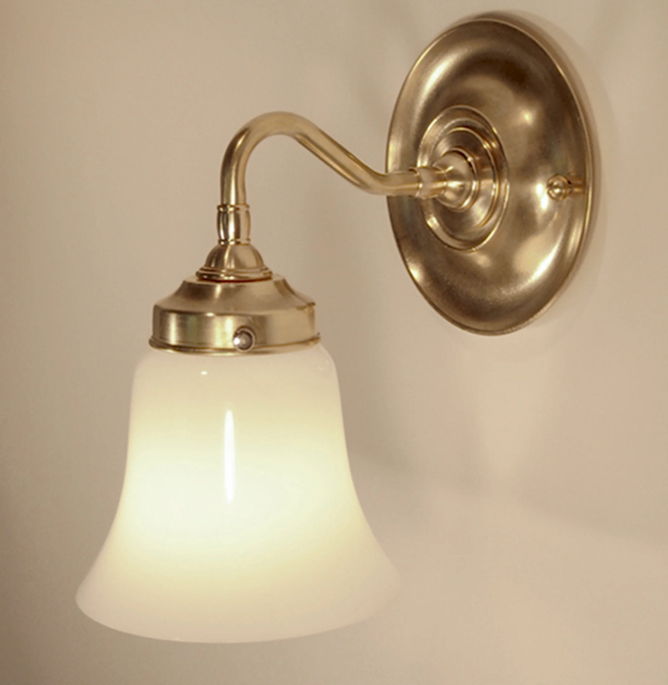 Jameson Sconce (Glass Shade) Unlacquered hand polished brass / glass shade.