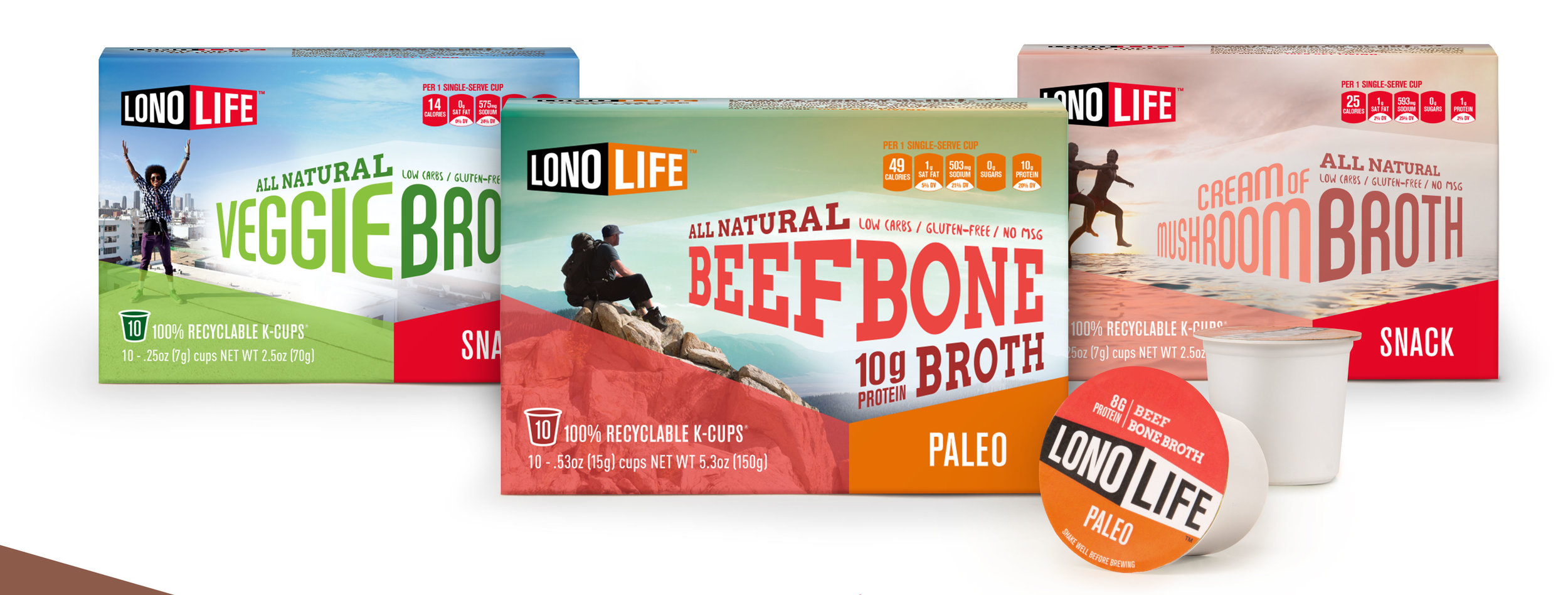 *Three food package designs for LonoLife™ soup brand