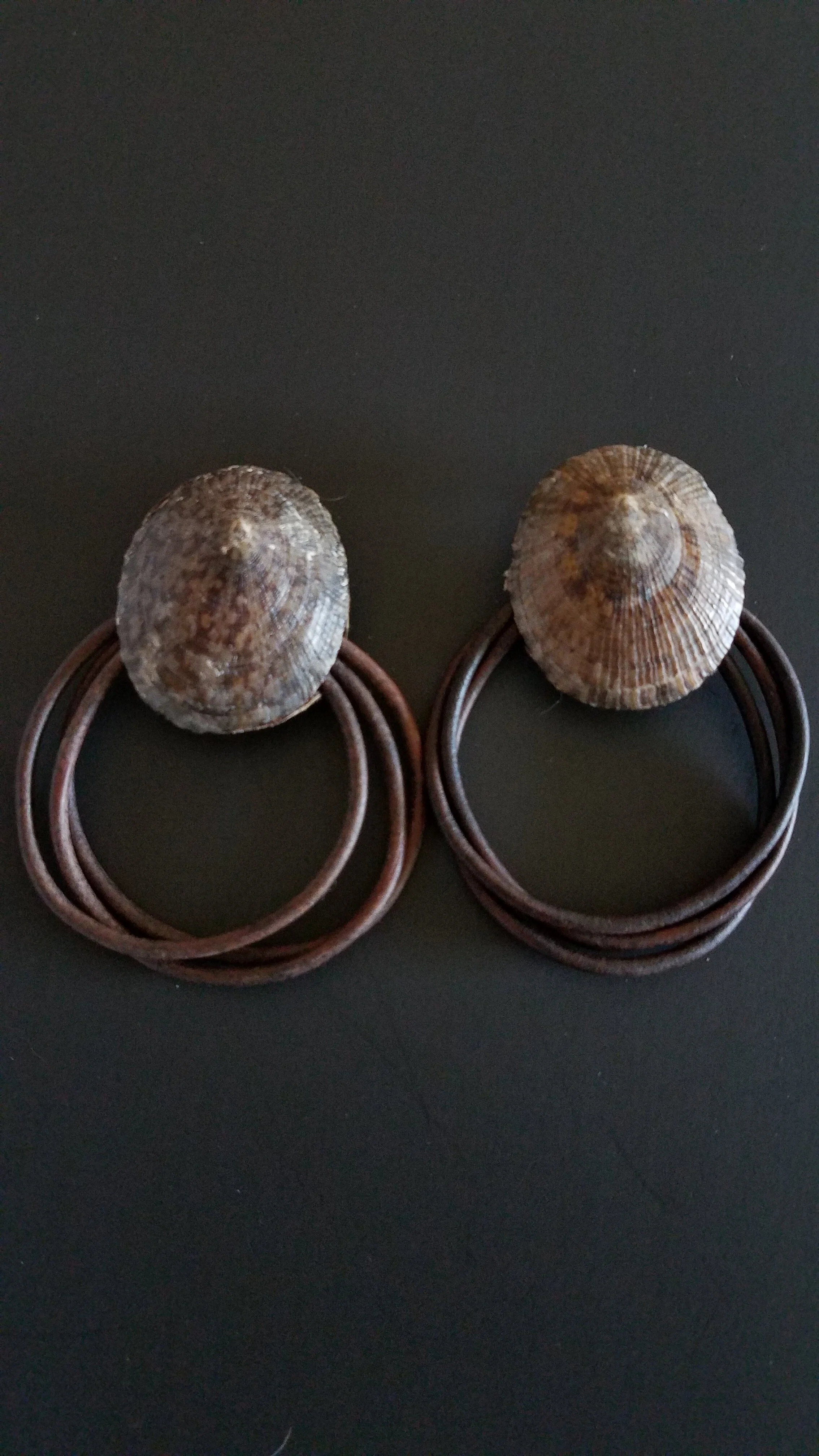 Brown Limpet Leather Hoops