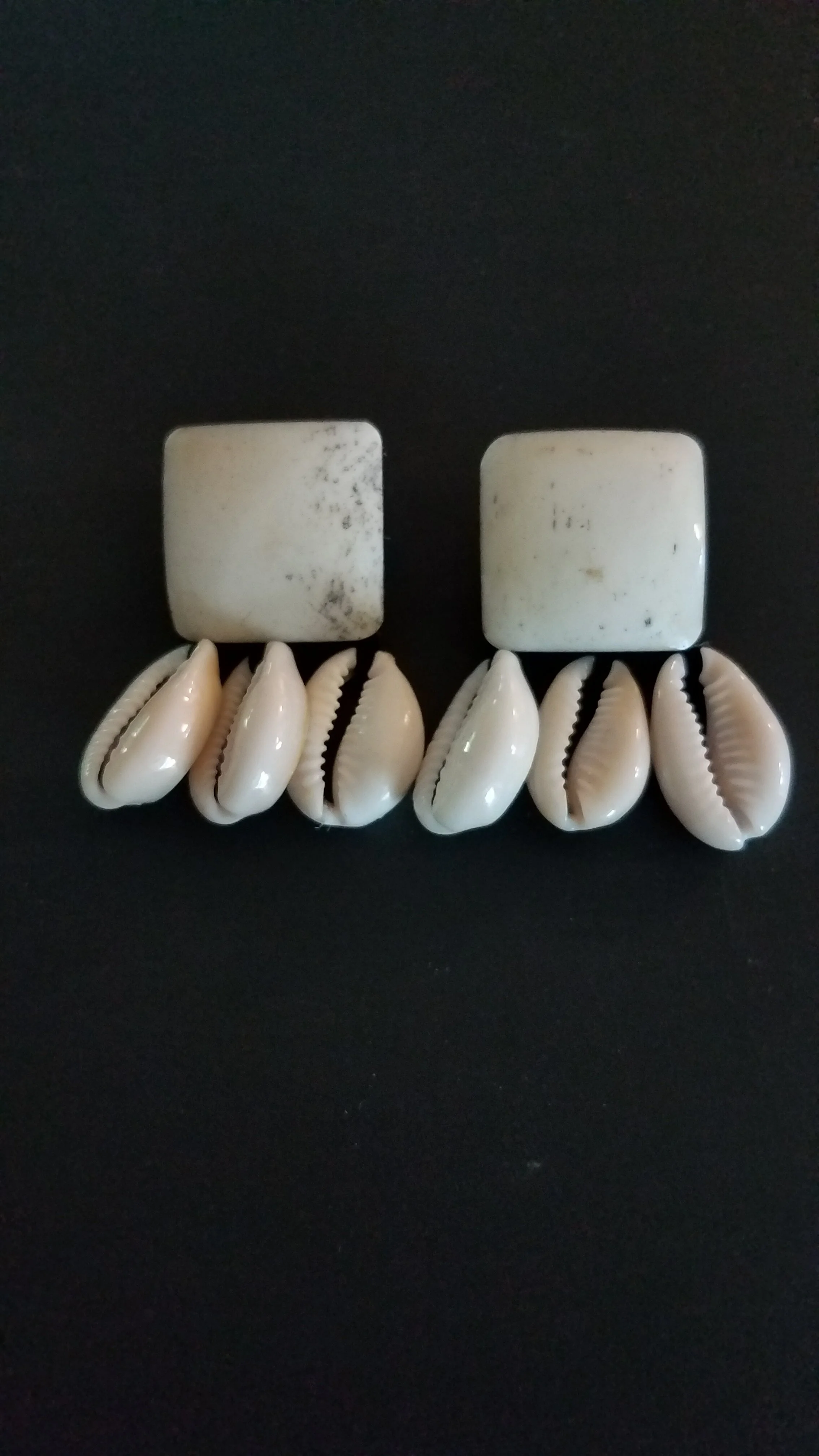 Cowrie Shell and Bone Earrings