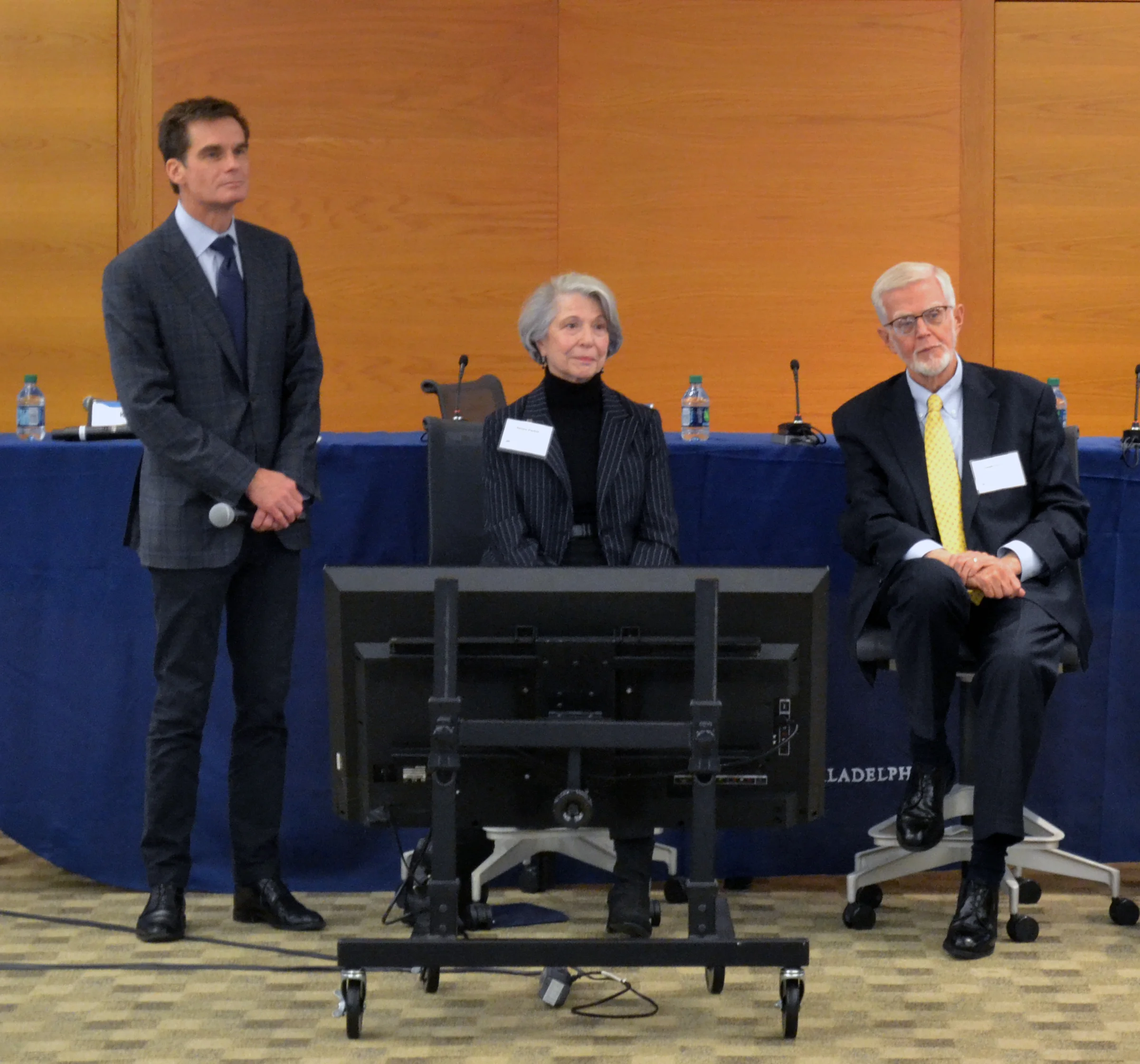 Renee Packel, center, told her story at the Conference on Aging, Cognition, and Financial Health at the Federal Reserve Bank of Philadelphia in November 2017. (Credit: Terrence Casey/Penn Memory Center)