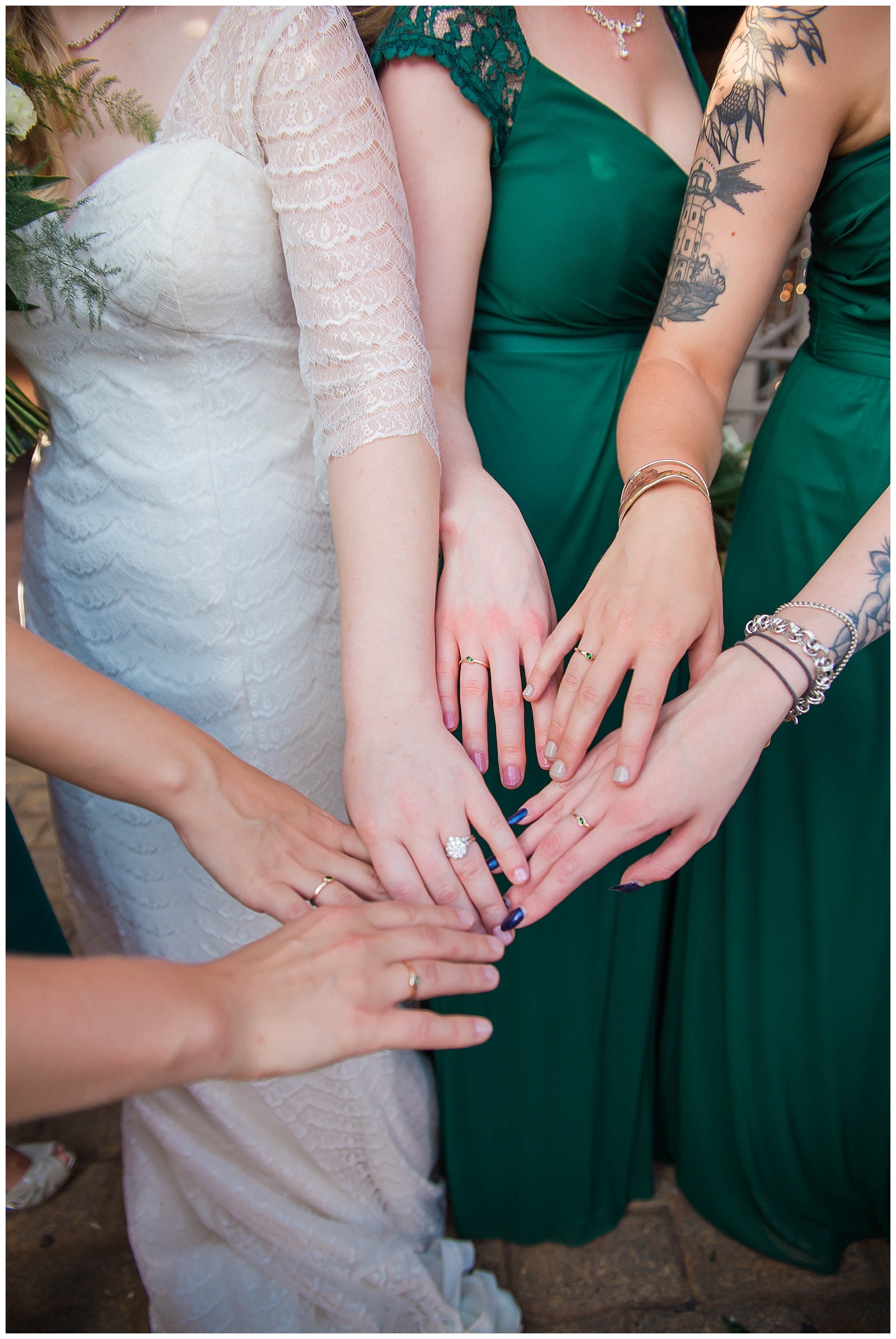 Haley hand-made a ring for each of her bridesmaids in her wedding colors!  