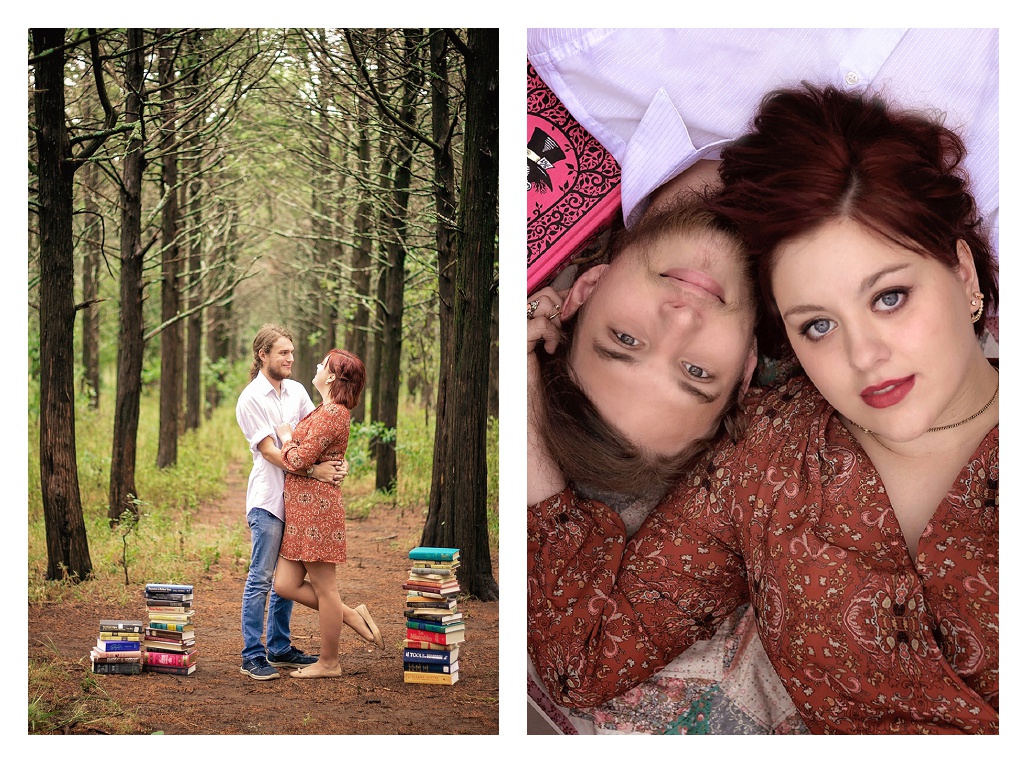 Book Loving couple in forest among books.jpg